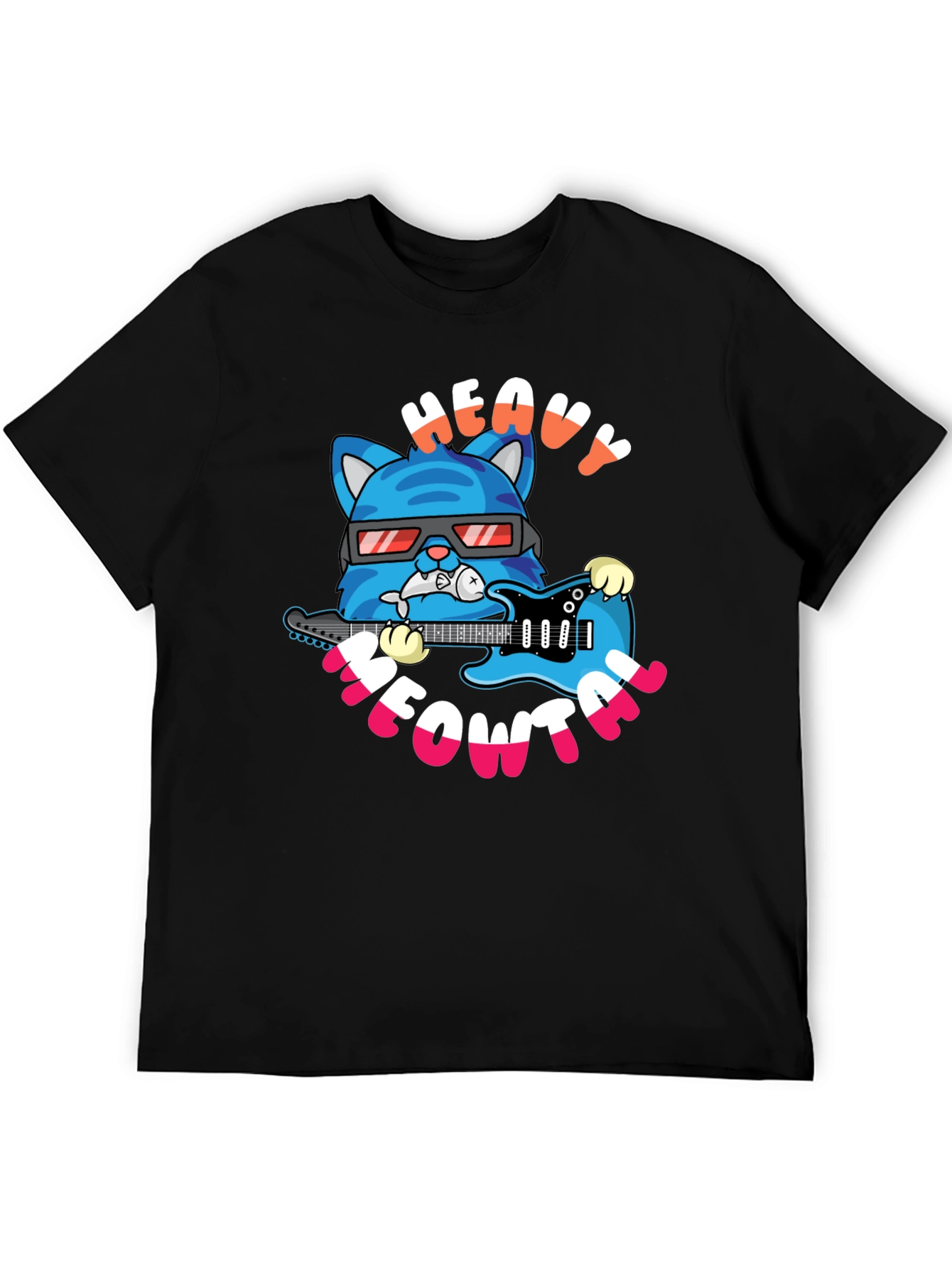 Black Heavy Meowtal Cat Graphic T-Shirt - Rock On! view 5