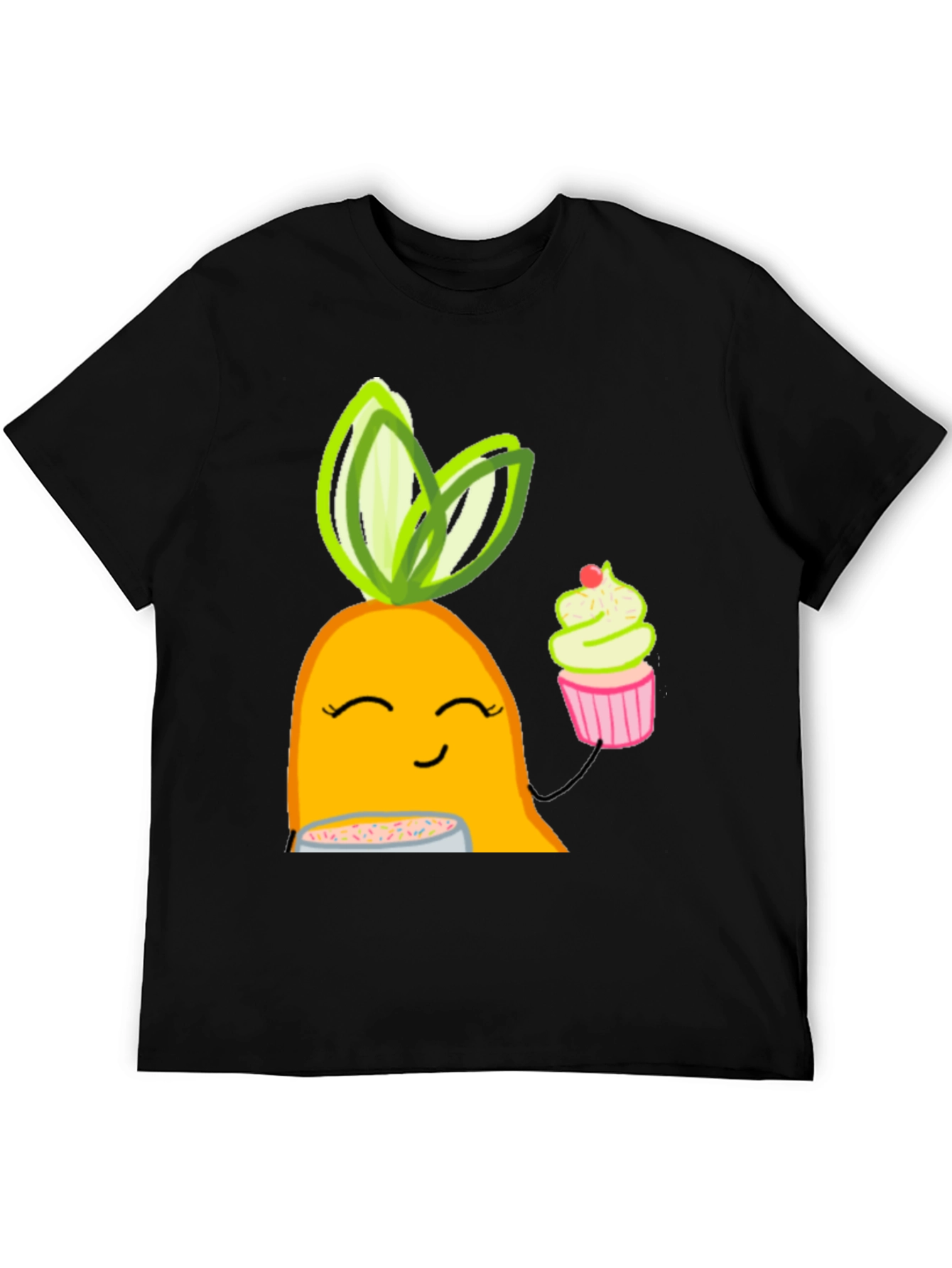Black Cute Cartoon Carrot T-Shirt view 5