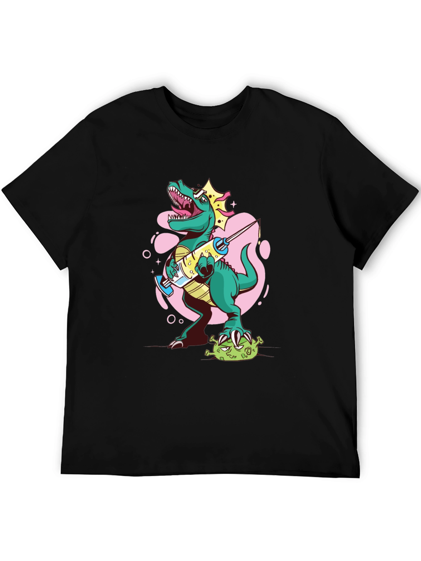 Black Dino Vaccine T-Shirt - Cure the Virus! view 5