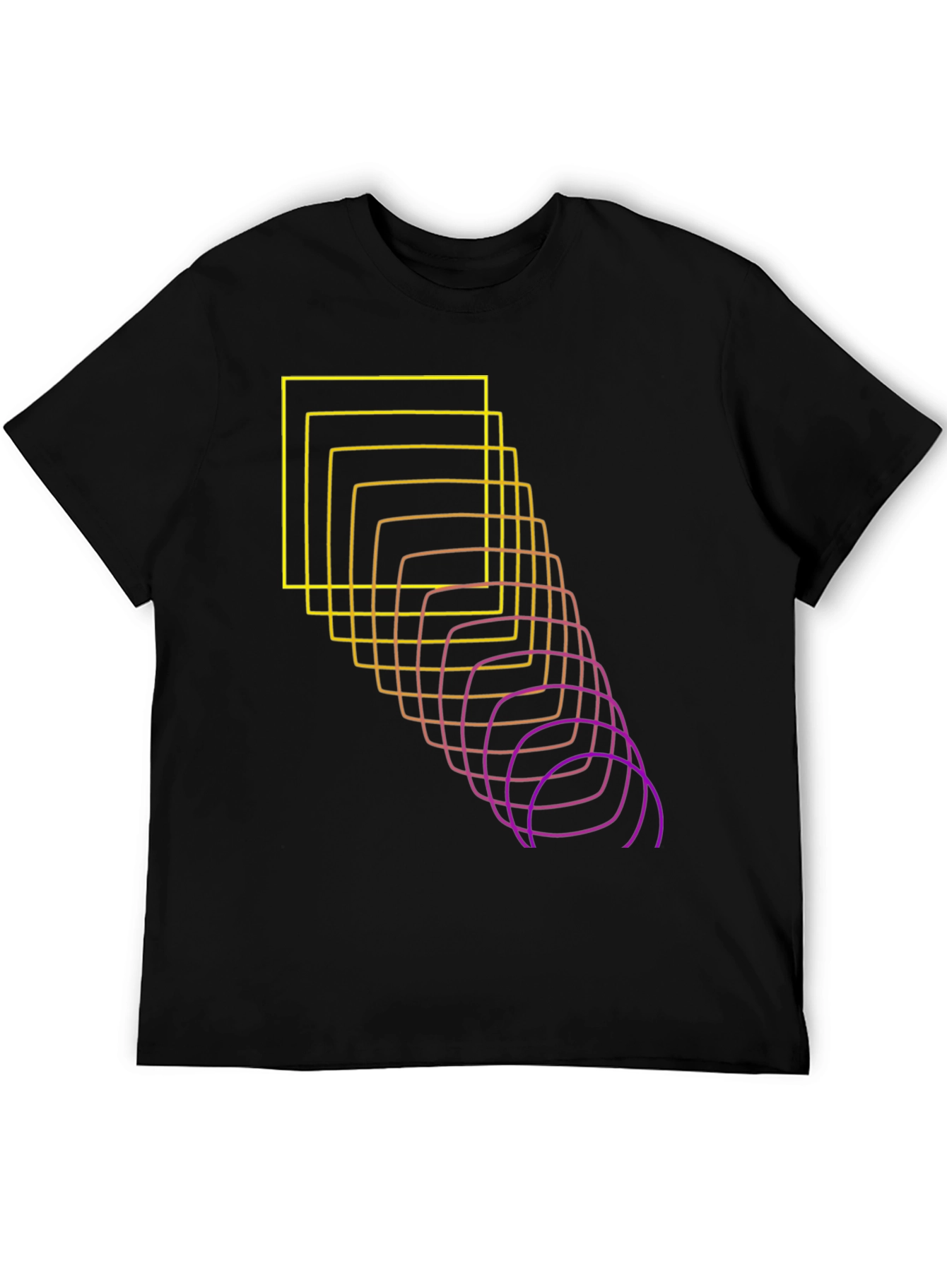 Black Abstract Squares Graphic Tee - Black view 5