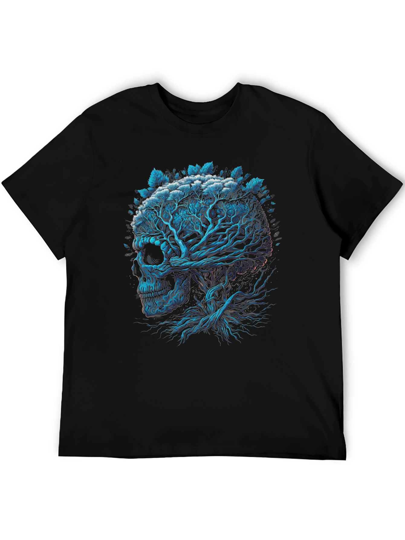 Black Skull Tree Graphic Print Black T-Shirt view 5