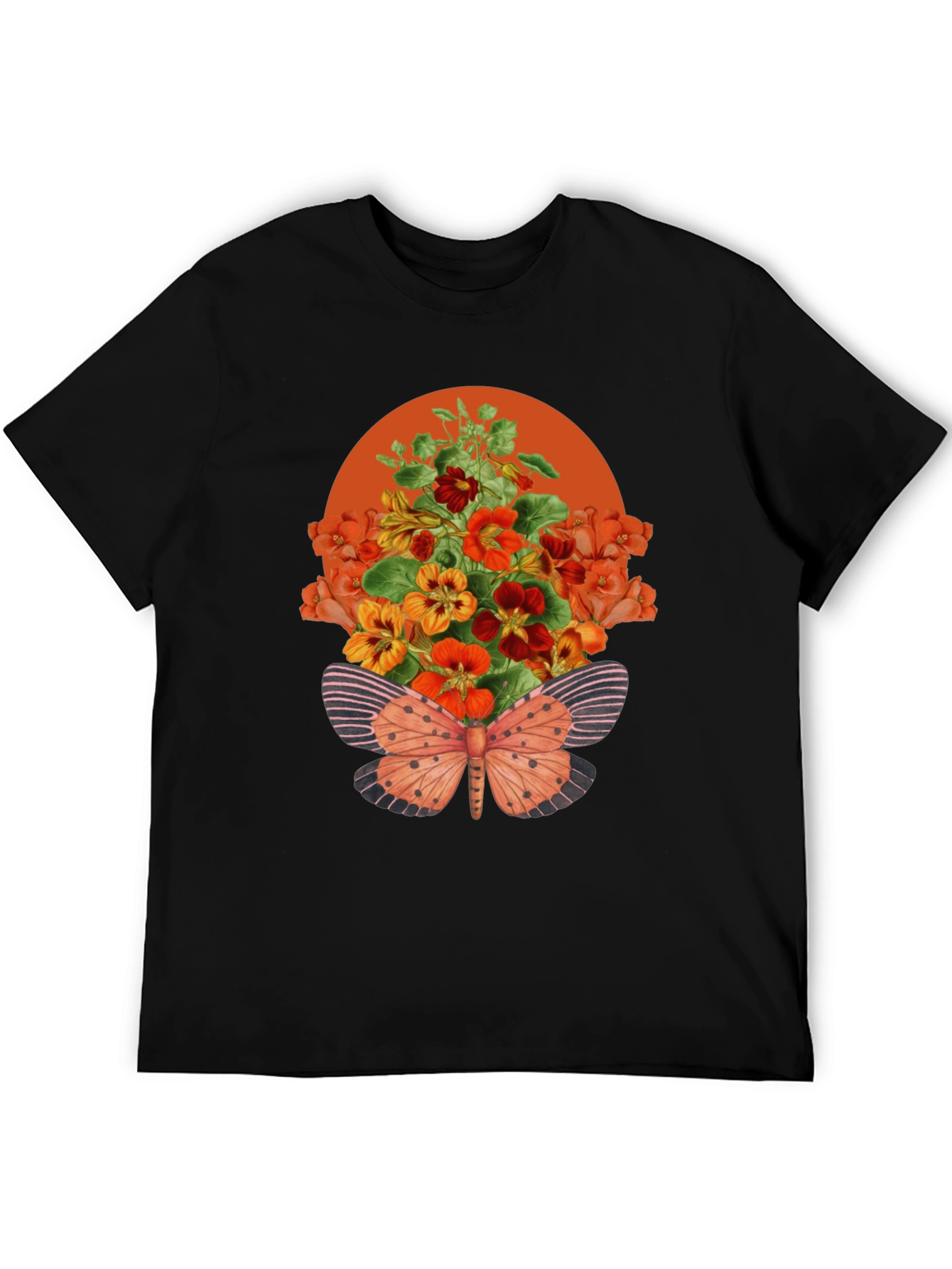 Black Floral Butterfly Graphic Tee - Stylish Unisex T-Shirt view 5