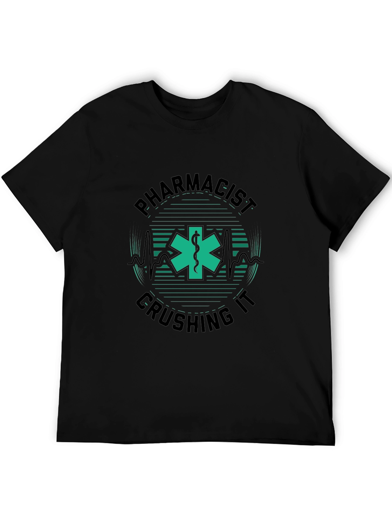 Black Pharmacist Crushing It T-Shirt - Medical Caduceus Design view 5