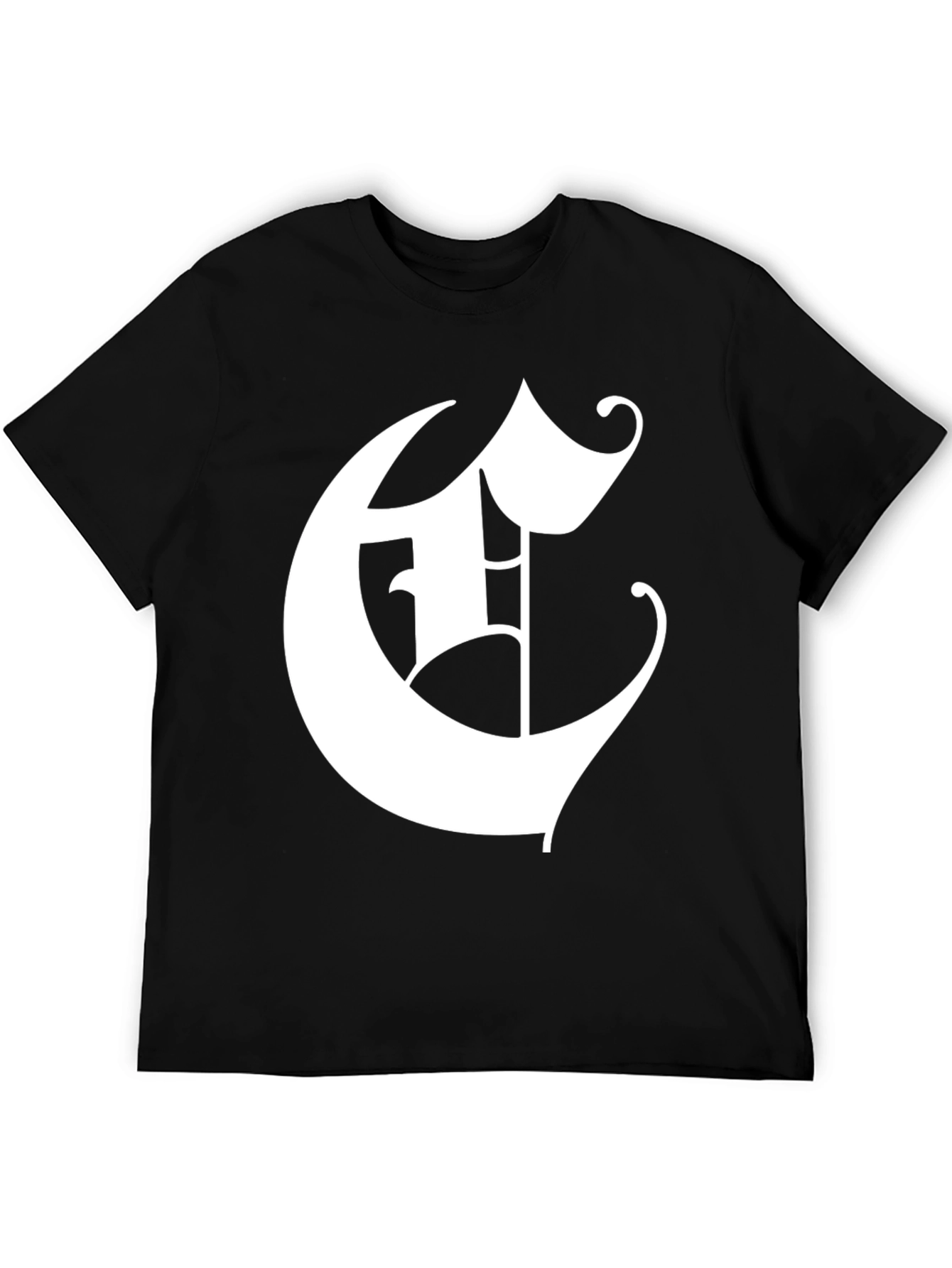Black Bold Initial 'E' Graphic Tee - Black Cotton Blend view 5