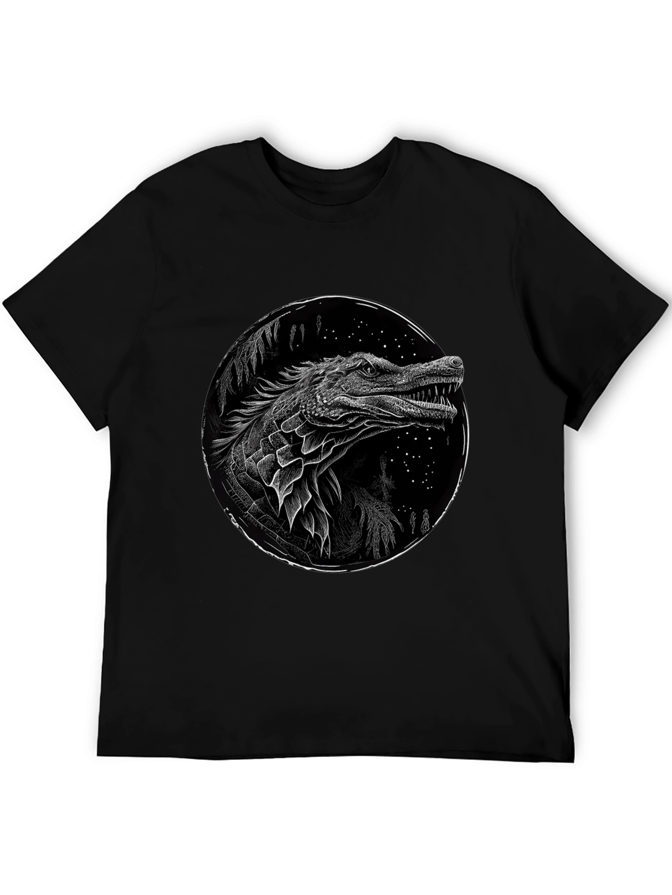 Black Crocodile Graphic Print T-Shirt - Black view 5