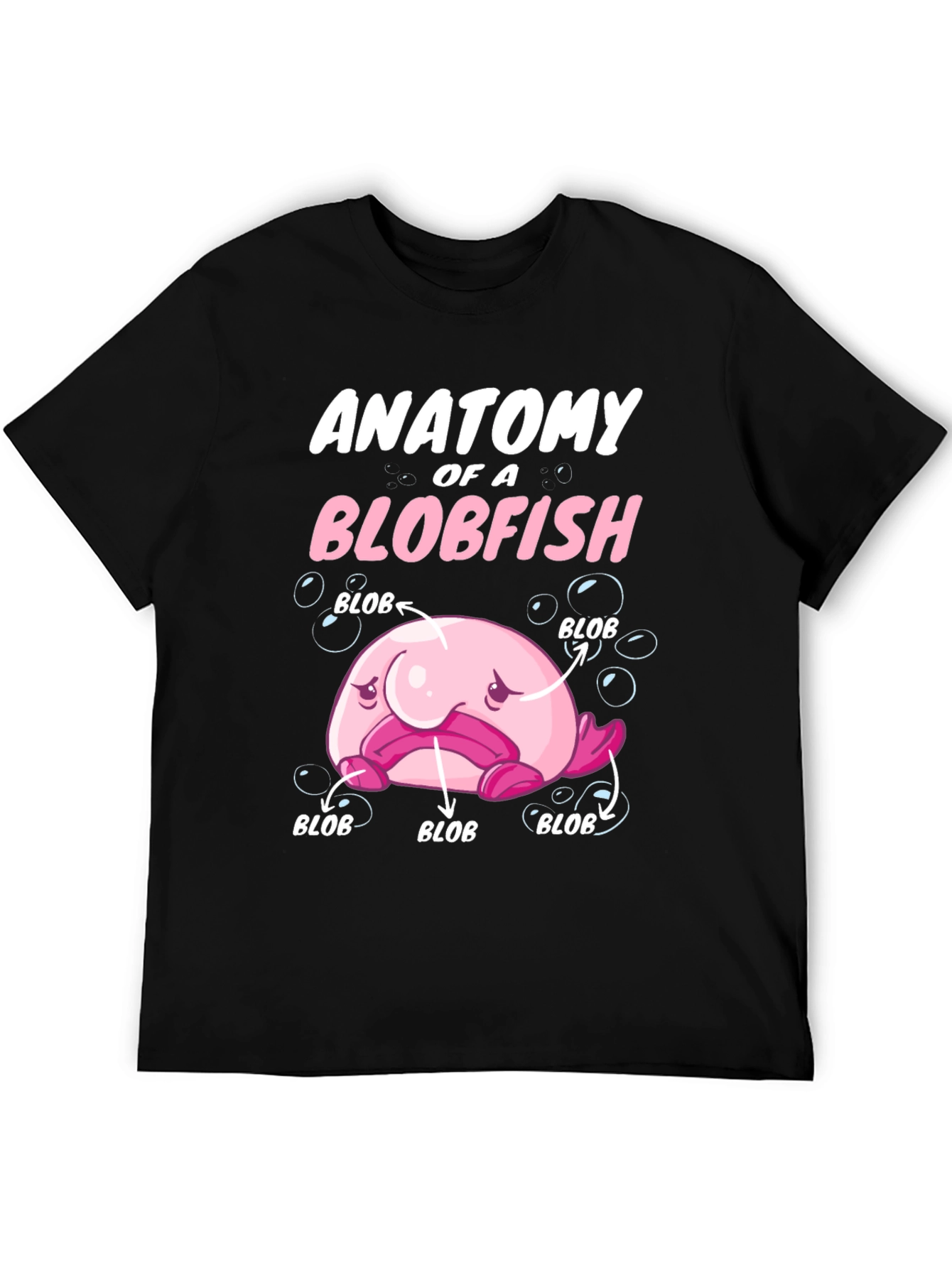 Black Anatomy of a Blobfish Graphic T-Shirt view 5