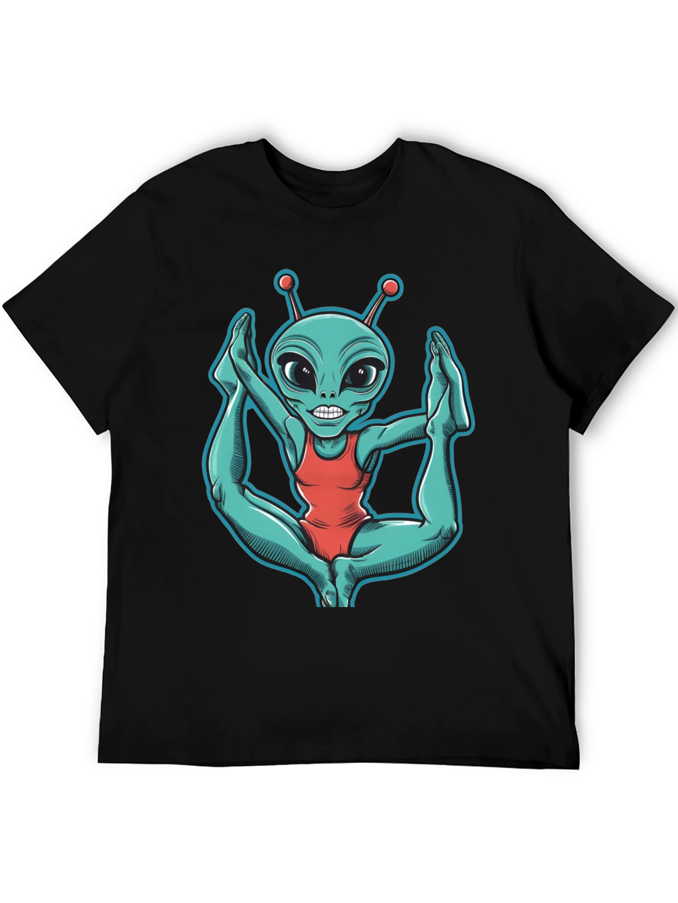 Black Alien Yoga T-Shirt - Funny Extraterrestrial Tee view 5