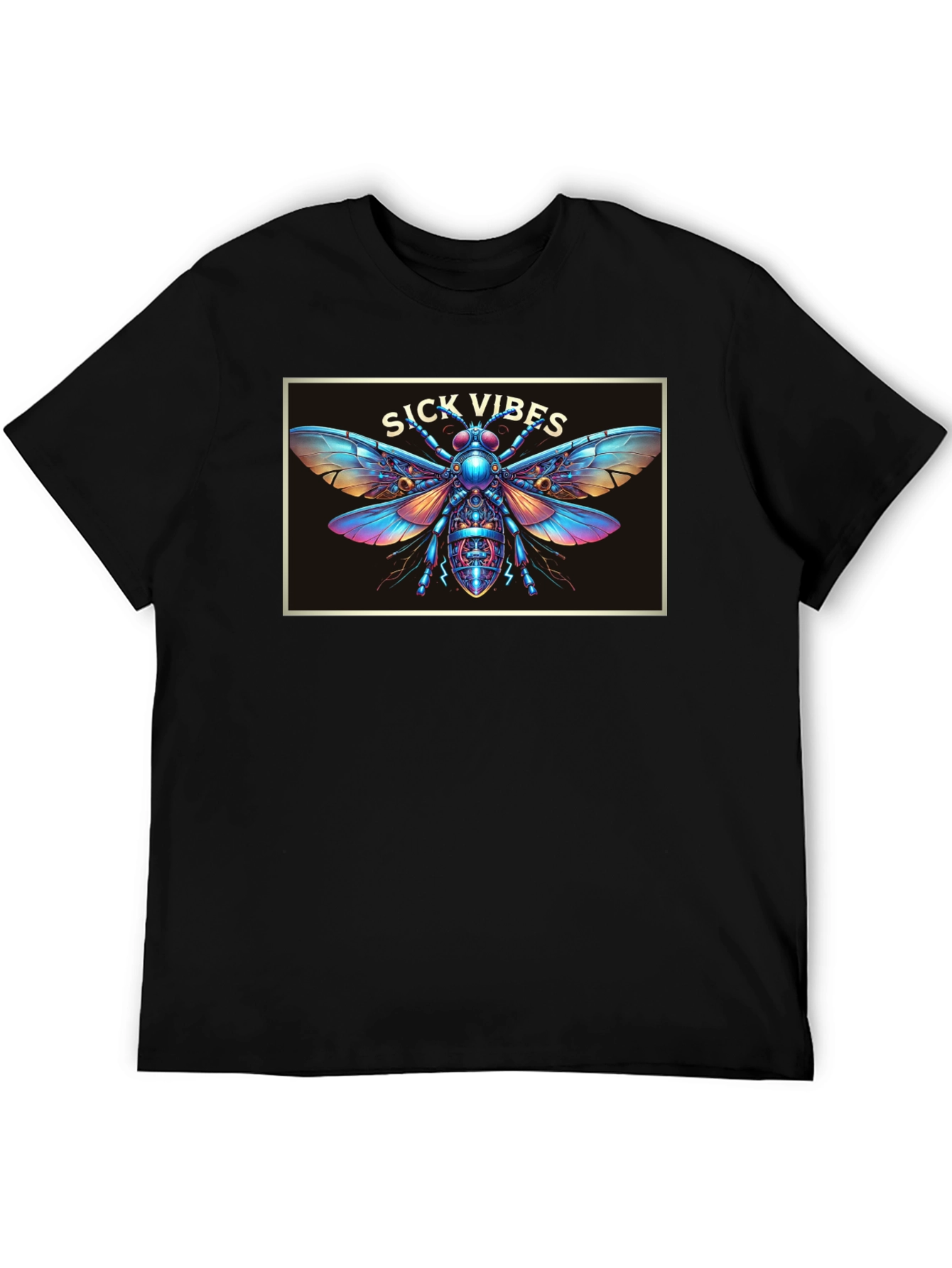 Black Sick Vibes Graphic T-Shirt - Unique Insect Design view 5