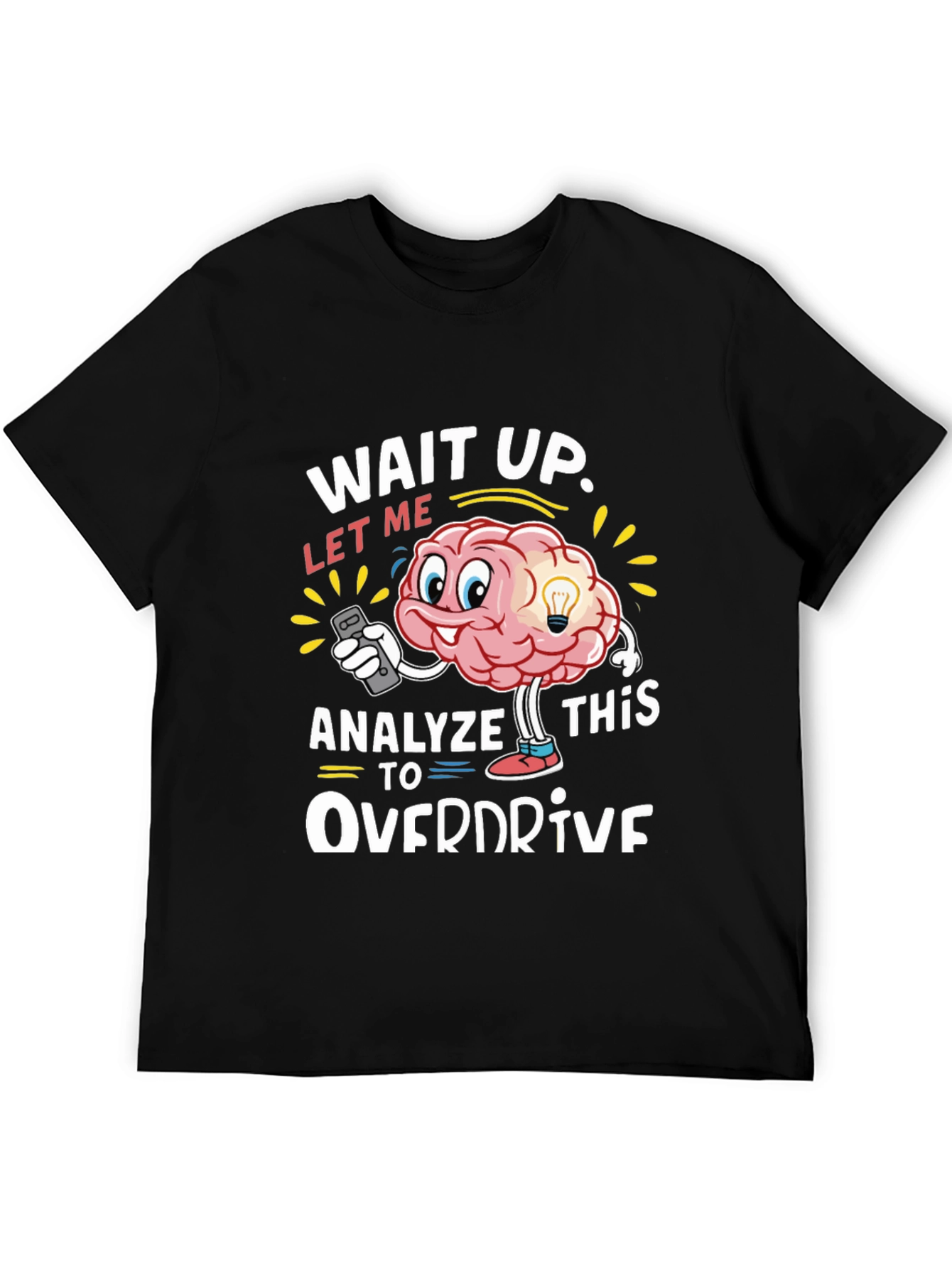 Black Brain Analyze Funny Overdrive Black T-Shirt view 5