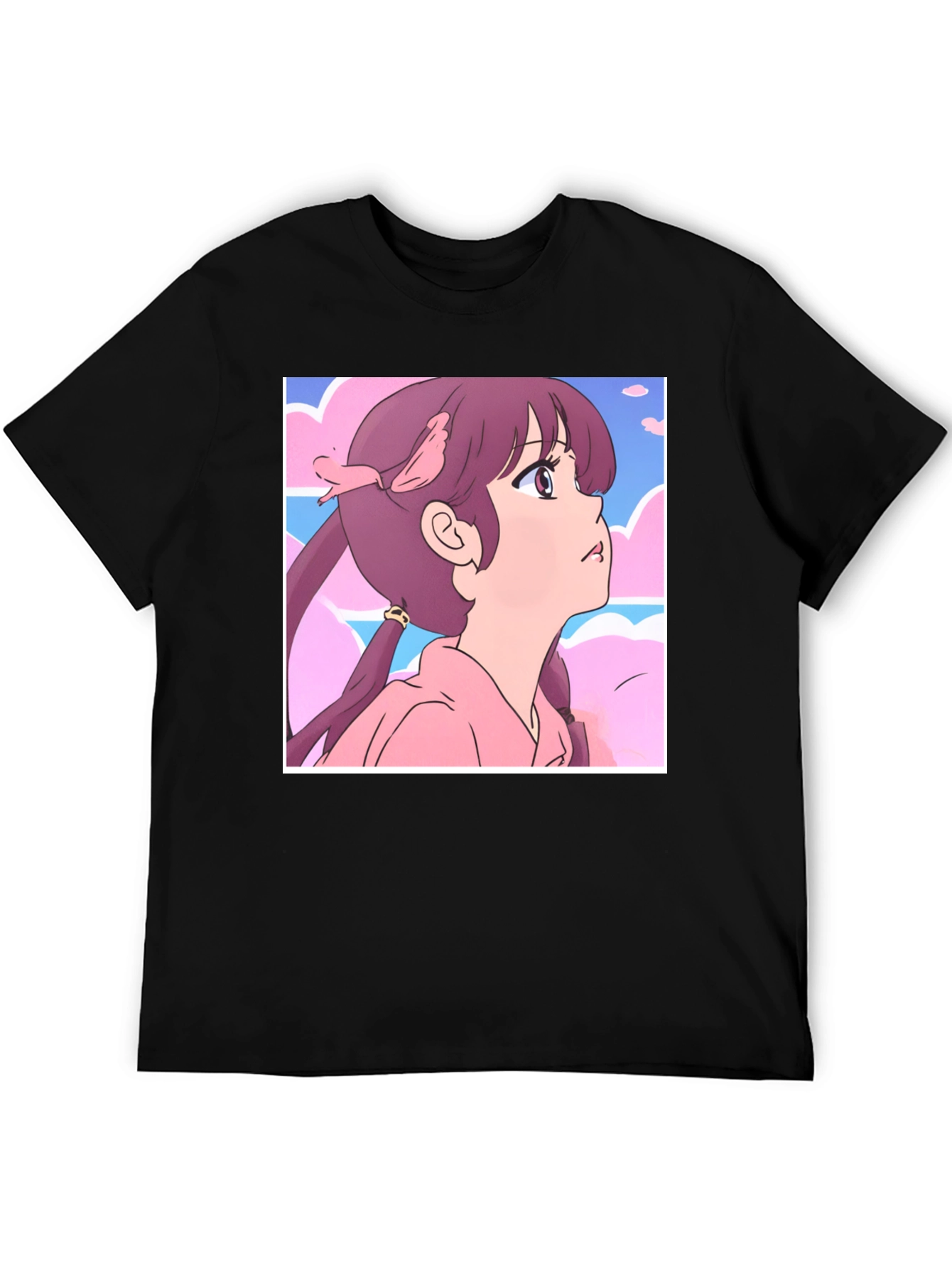 Black Anime Girl Graphic T-Shirt - Casual Black Tee view 5