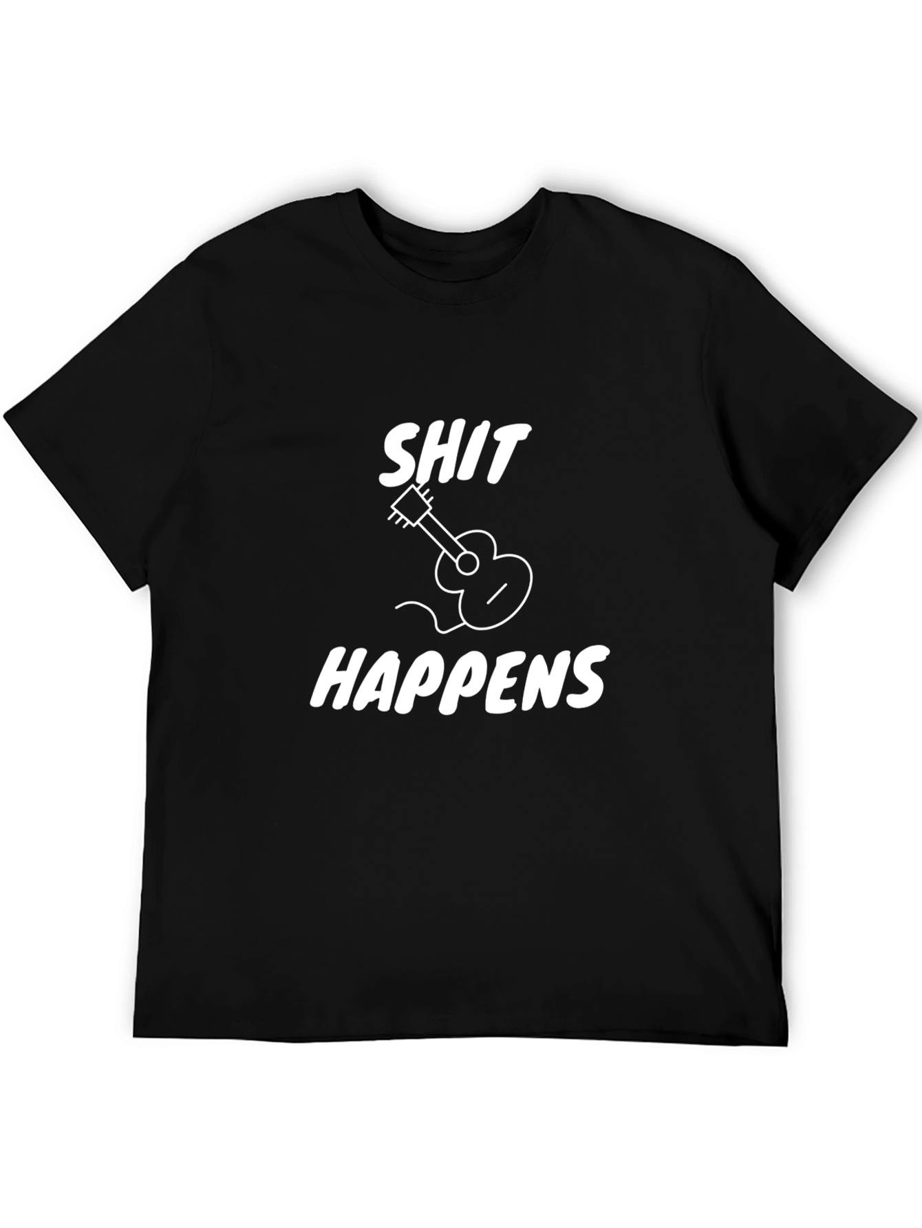 Black Shit Happens Guitar Graphic T-Shirt view 5