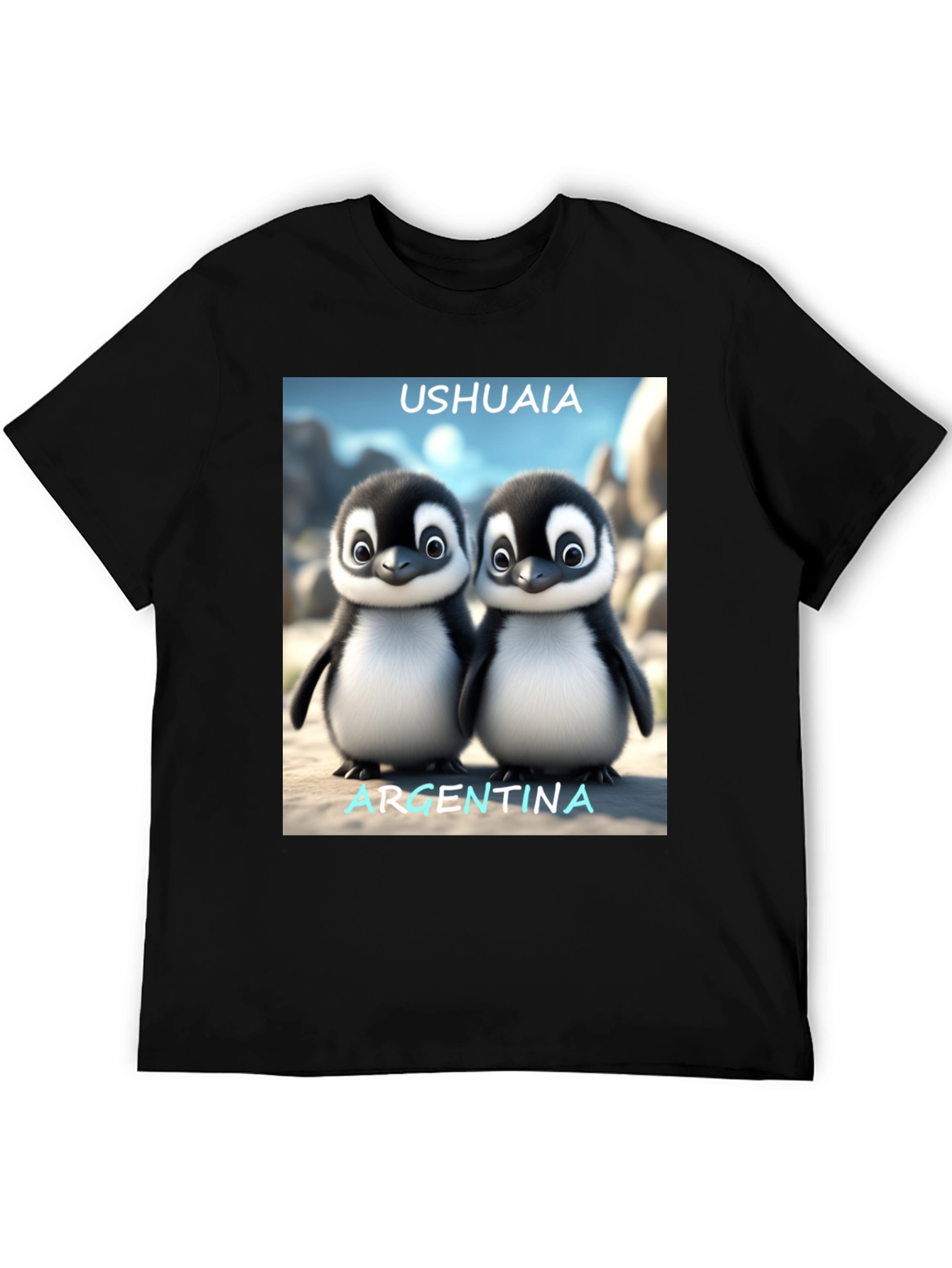 Black Ushuaia Argentina Penguin Tee - Black view 5