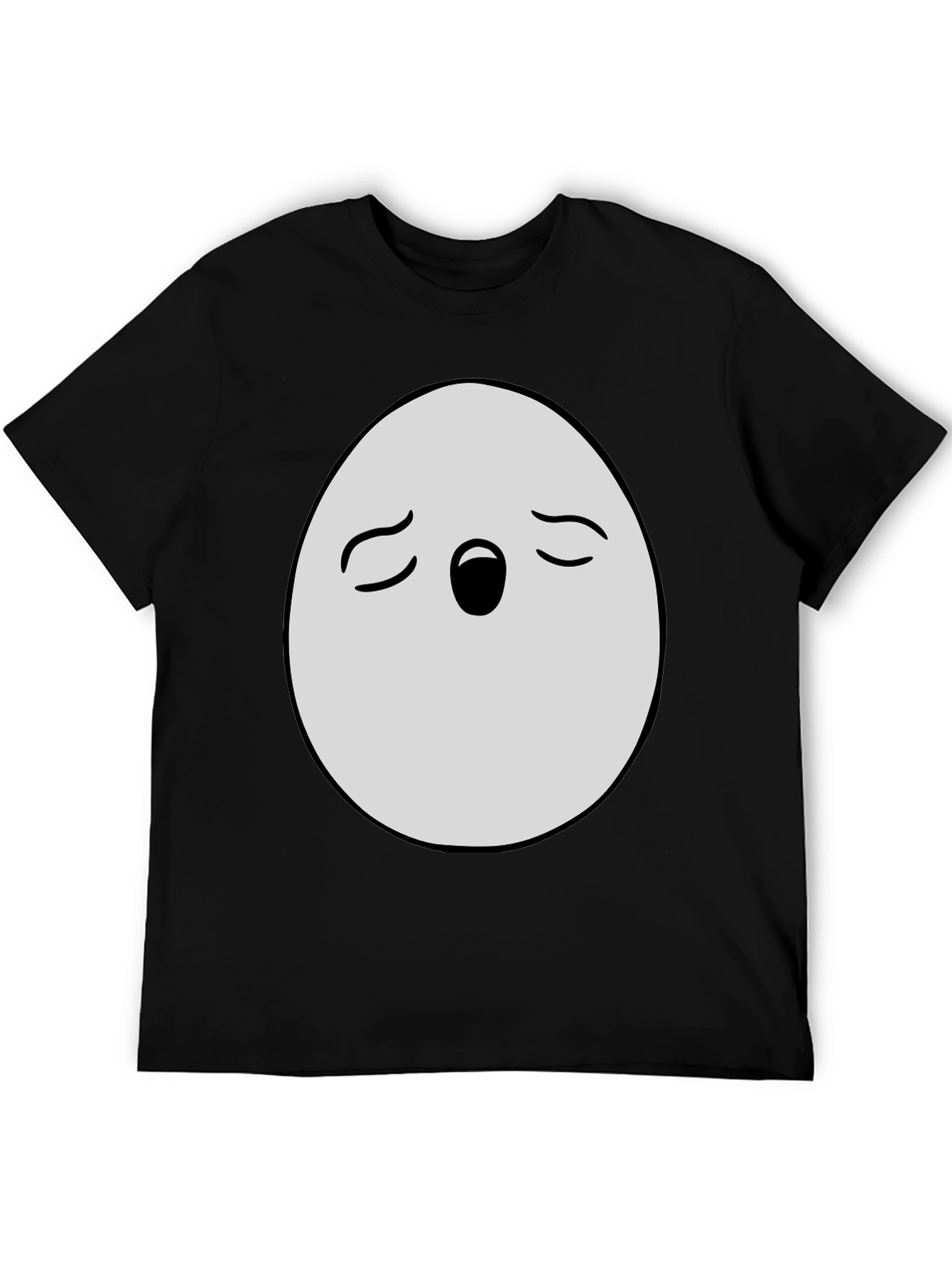 Black Funny Egg Face Graphic T-Shirt - Black Cotton Blend view 5