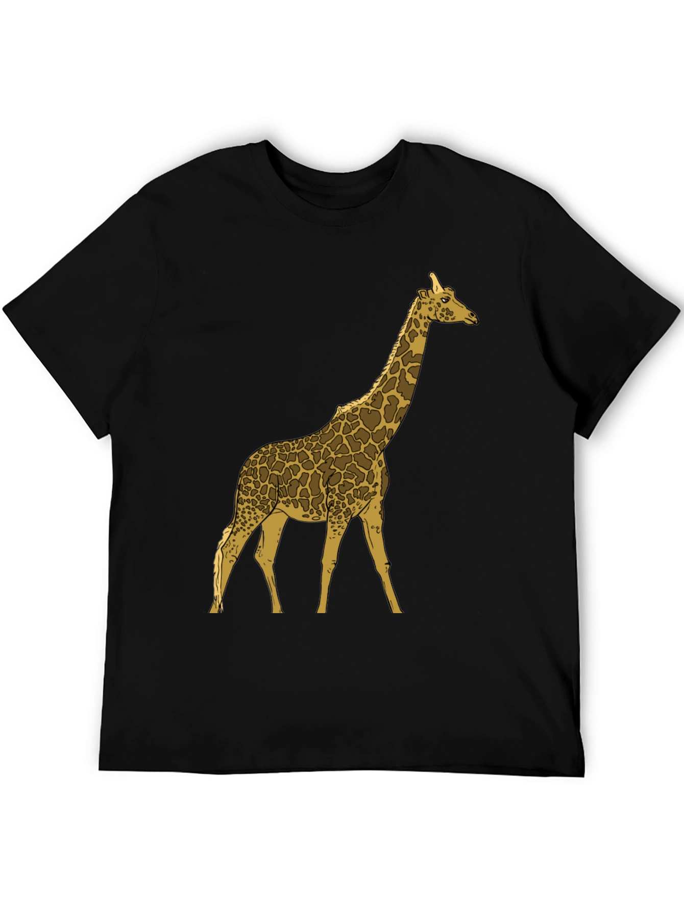 Black Giraffe Graphic Print Black Crew Neck T-Shirt view 5