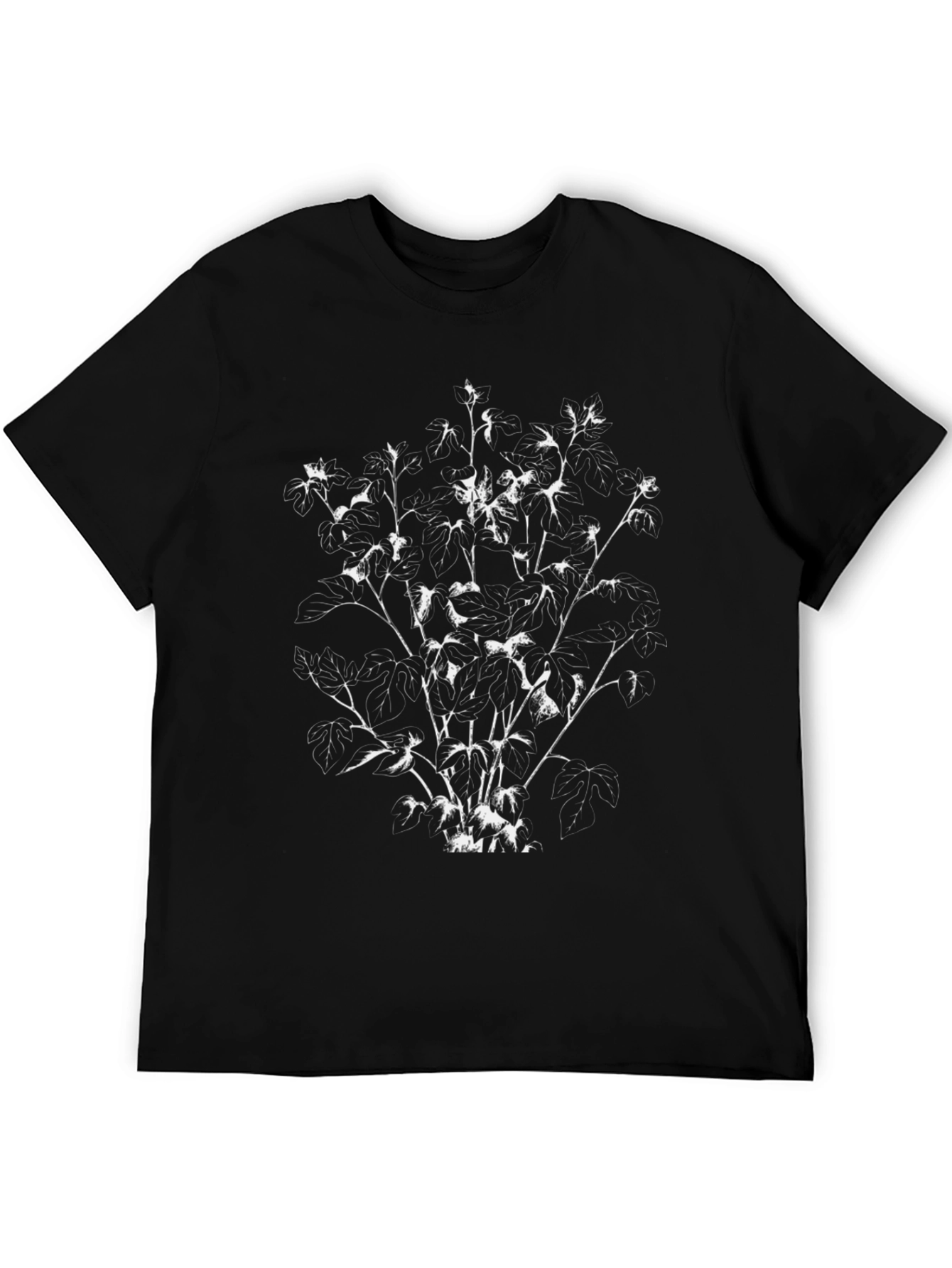 Black Botanical Black T-Shirt, Unique Plant Design view 5