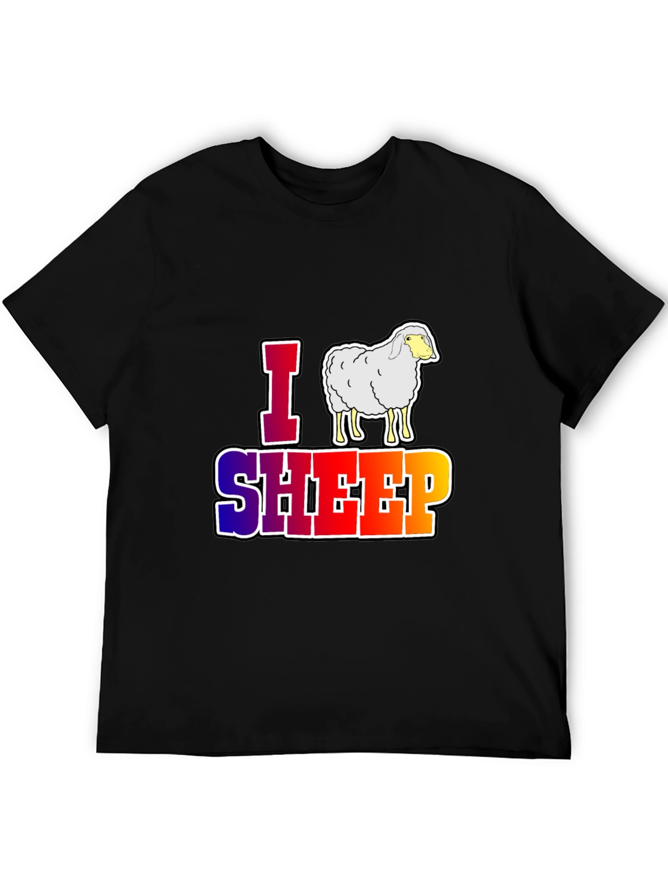 Black I Love Sheep Graphic T-Shirt - Unique Animal Lover Design view 5