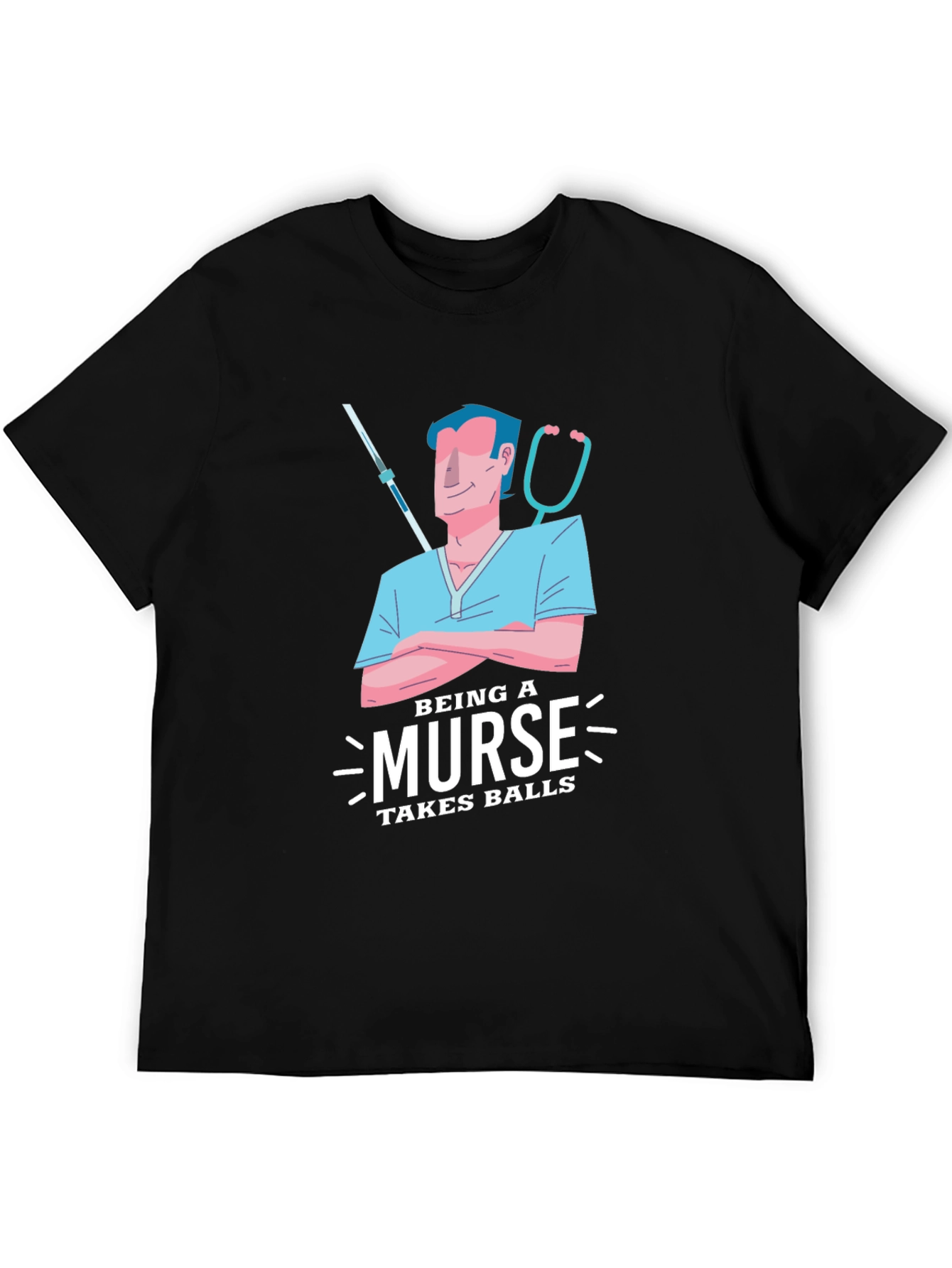 Black Nurse Humor T-Shirt - "Takes Balls" Graphic Tee view 5