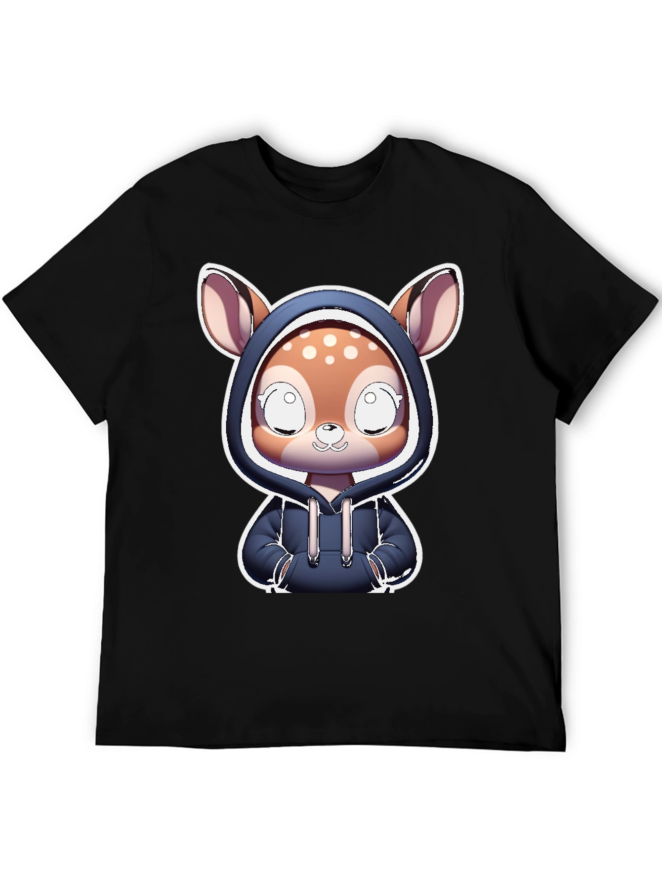 Black Cute Deer Hoodie T-Shirt view 5