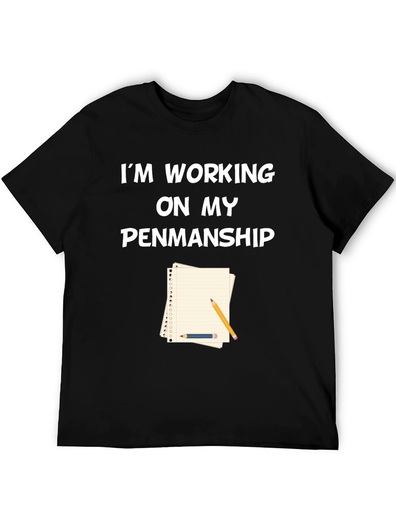 Black Working on My Penmanship Graphic Tee view 5