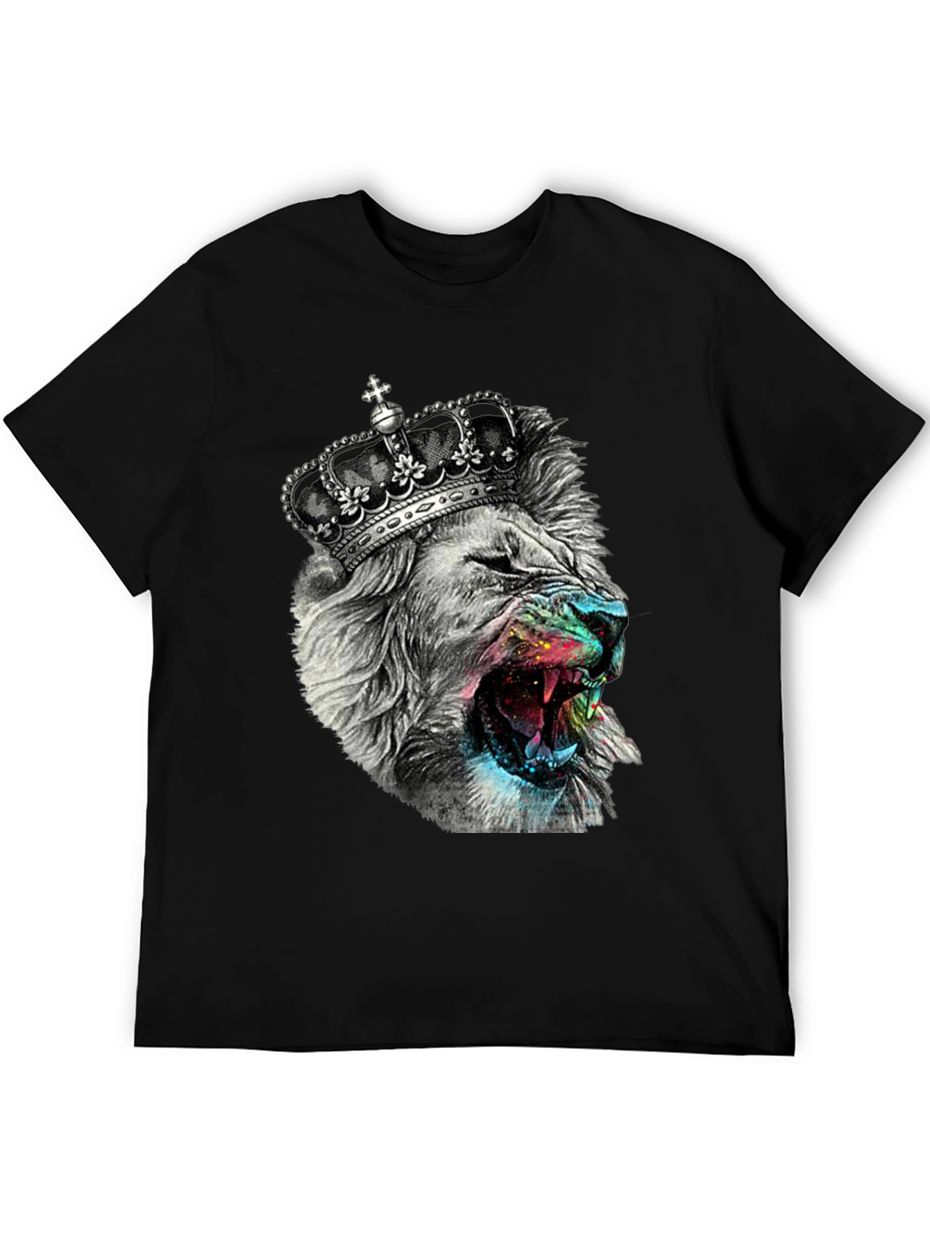 Black King Lion Graphic T-Shirt - Black view 5