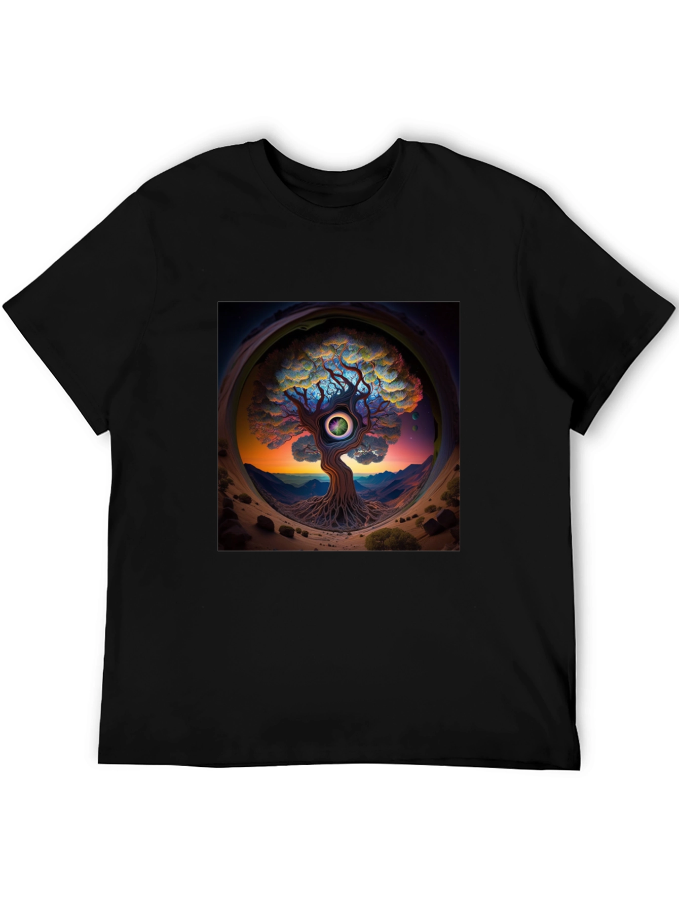 Black Third Eye Tree Graphic Tee - Unique Design view 5