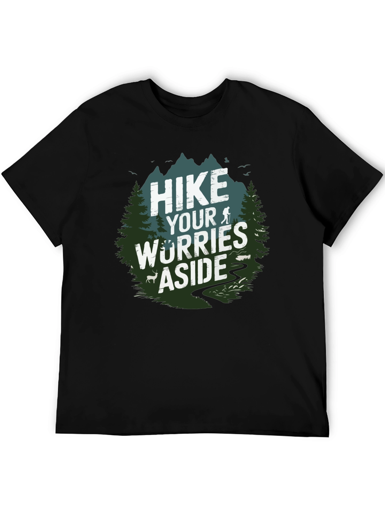 Black Hike Your Worries Aside Tee view 5