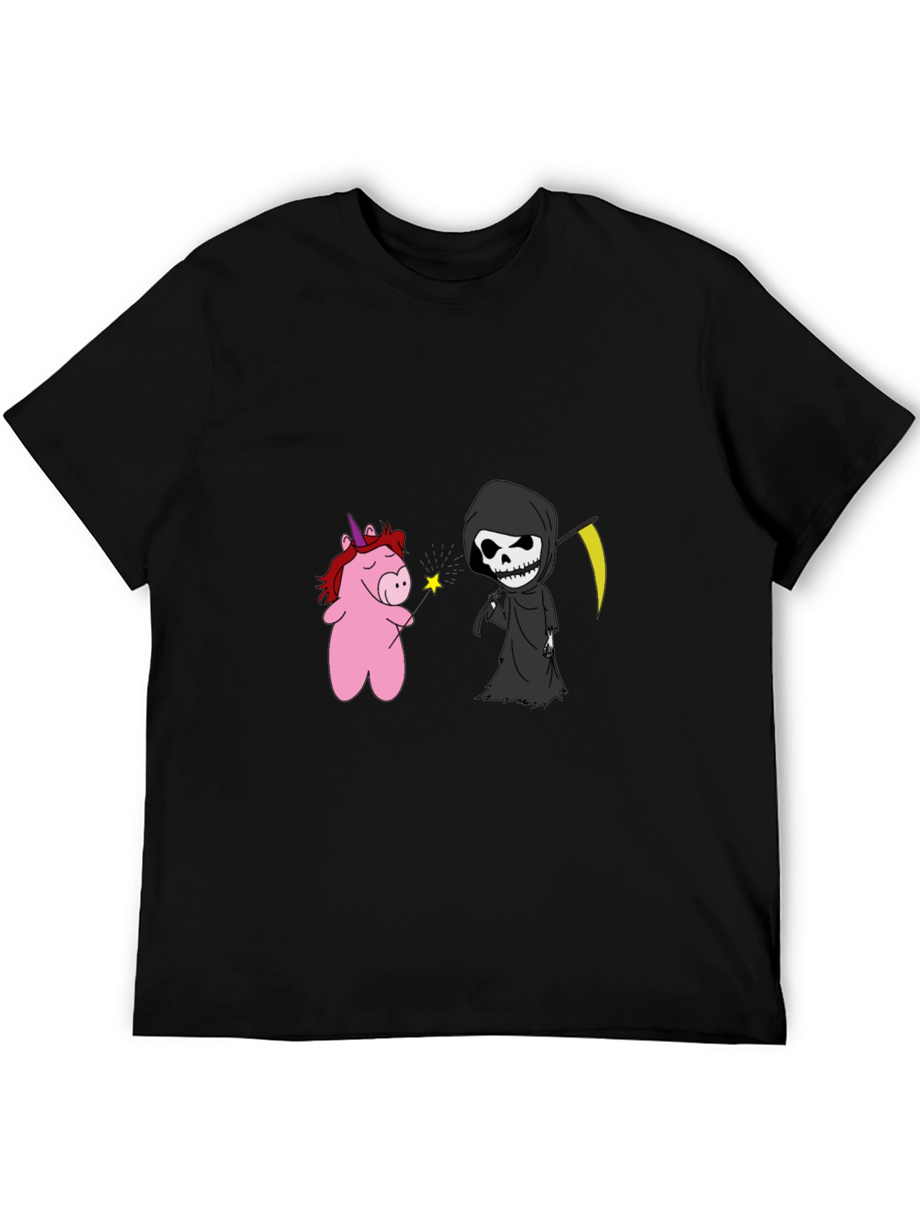 Black Unicorn & Grim Reaper Graphic Tee - Black Cotton Blend view 5