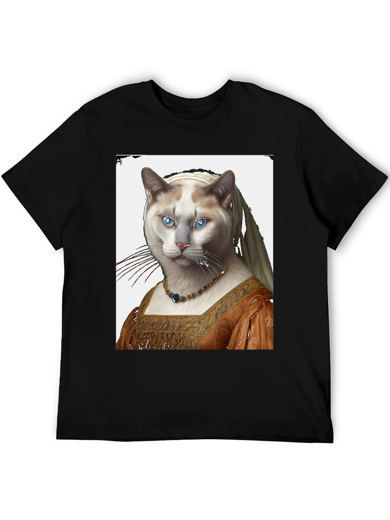 Black Cat with Pearl Earring T-Shirt view 5