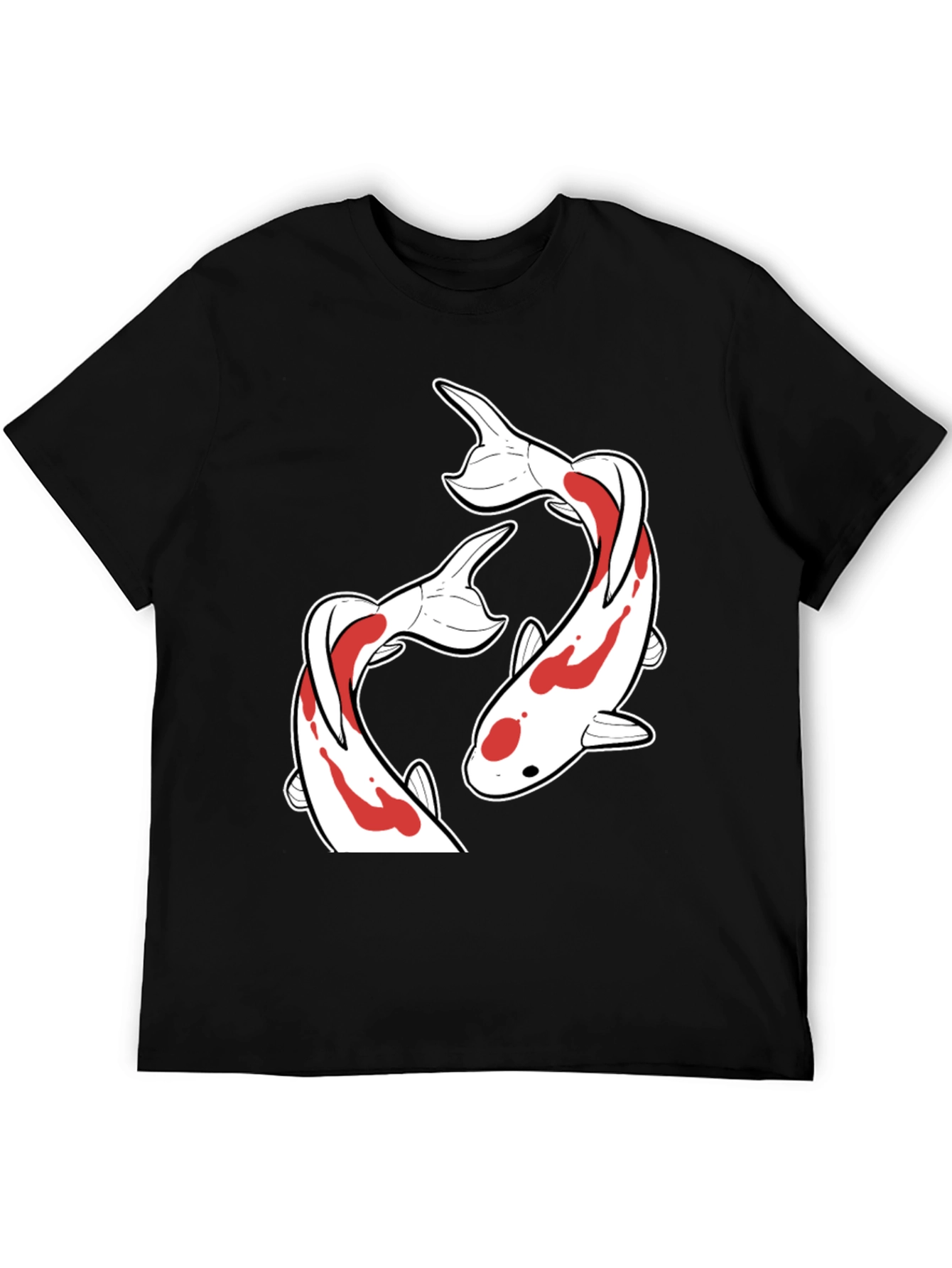 Black Koi Fish Graphic T-Shirt - Black Crew Neck view 5