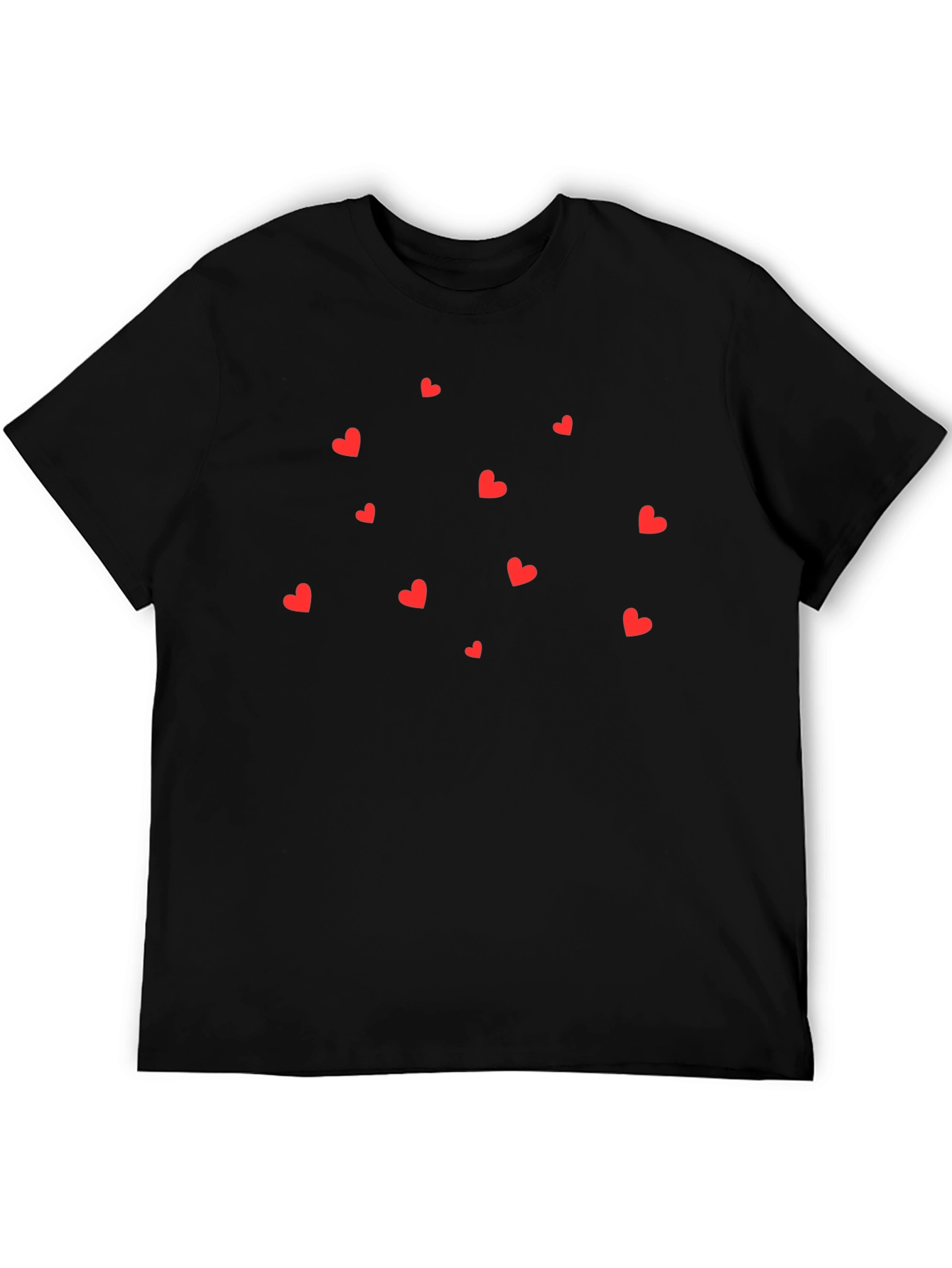 Black Black T-Shirt with Red Hearts view 5