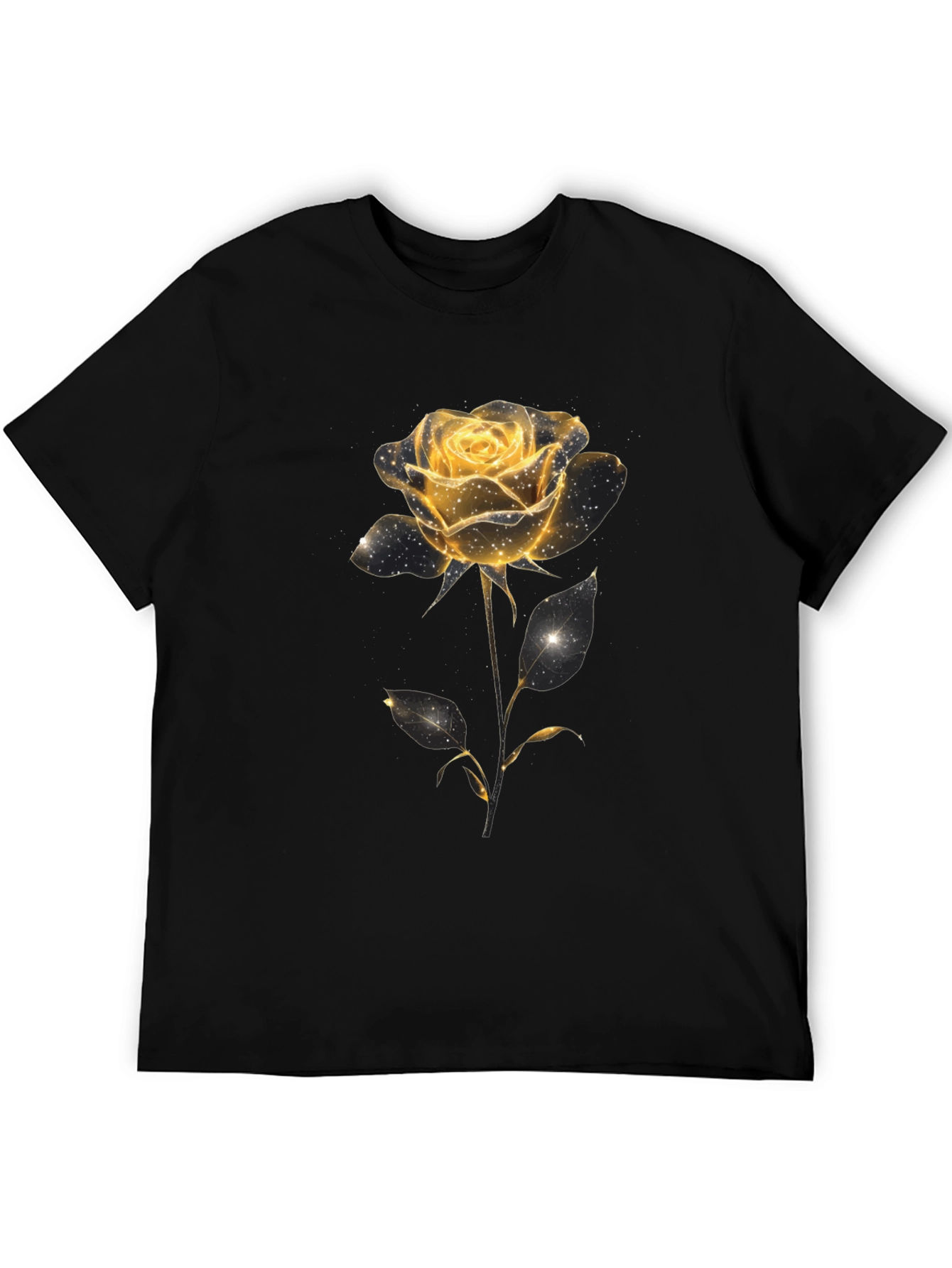Black Golden Rose Graphic Tee - Black Cotton Blend view 5