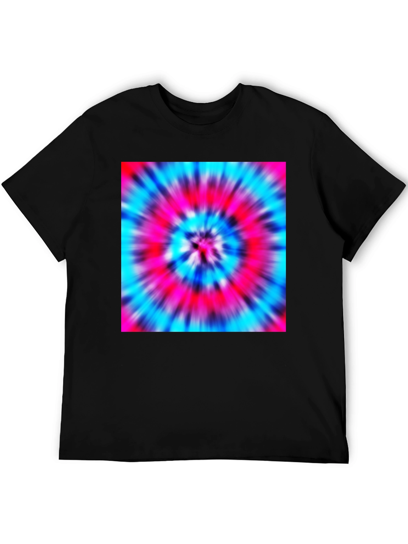 Black Vibrant Tie-Dye Graphic Tee - Black Cotton Blend view 5