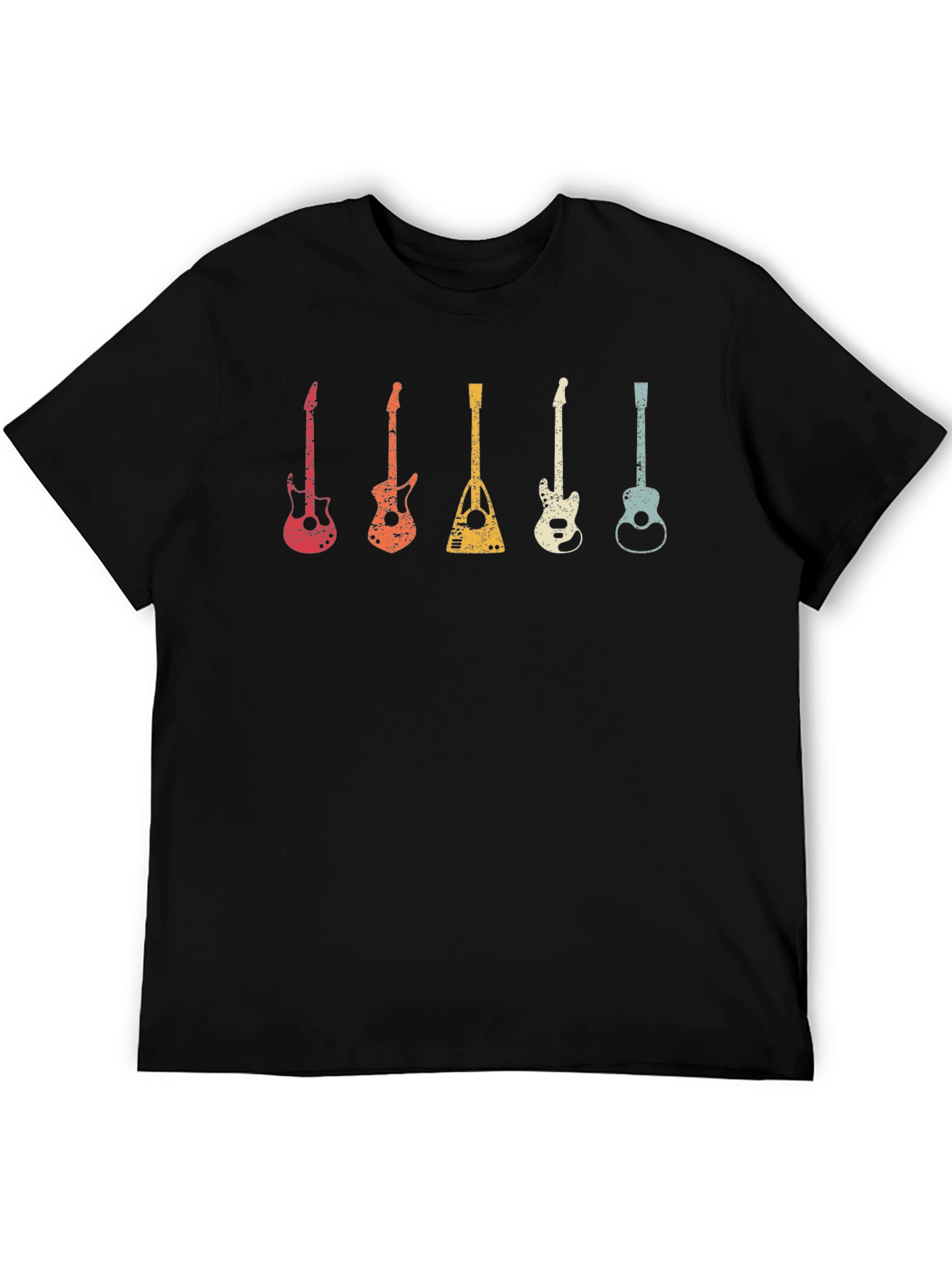 Black Retro Guitar T-Shirt - Music Lover's Tee view 5