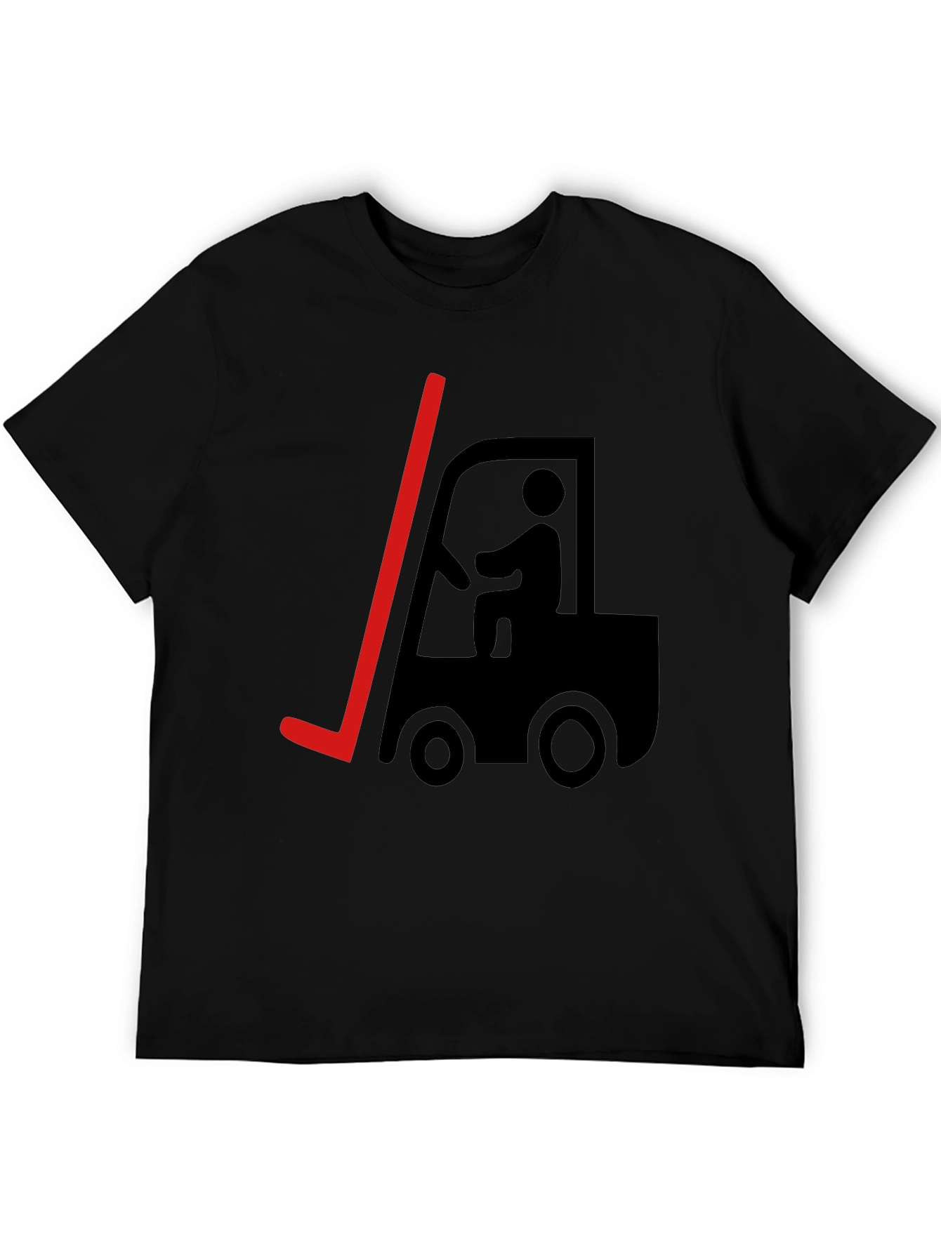 Black Forklift Humor Graphic T-Shirt - Black Cotton Tee view 5