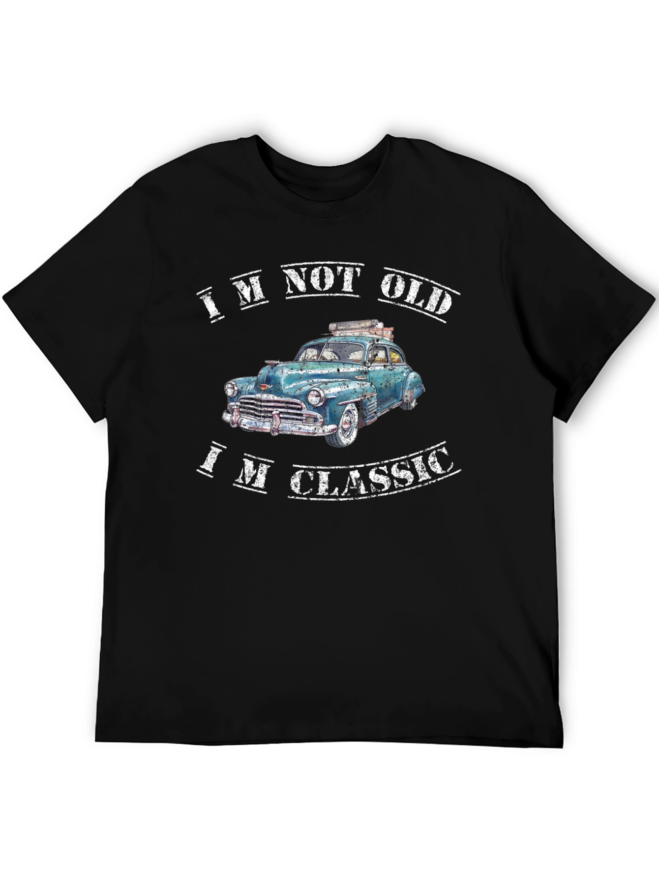 Black Classic Car Graphic Tee - I'm Not Old, I'm Classic T-Shirt view 5