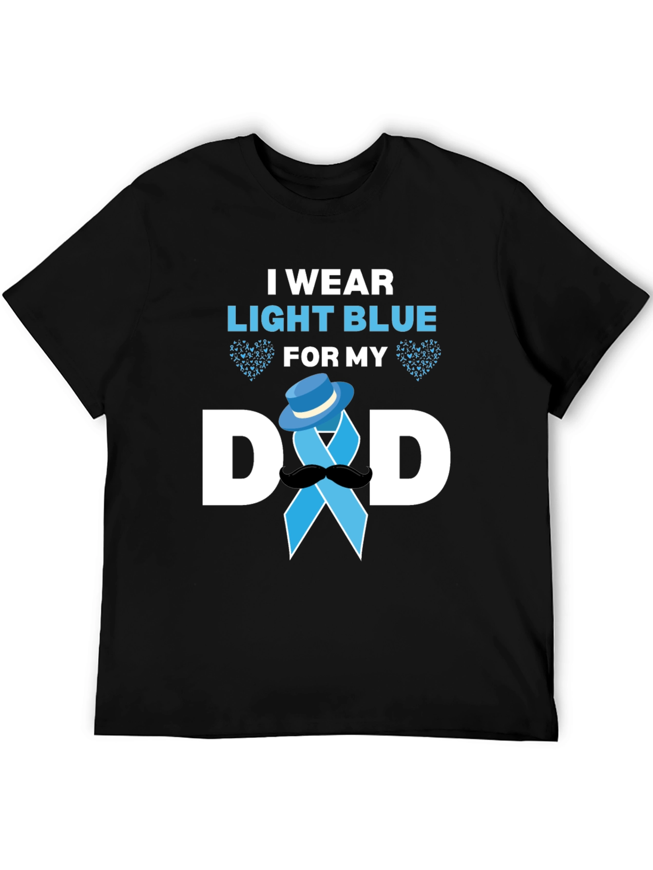 Black Light Blue Dad Support T-Shirt view 5