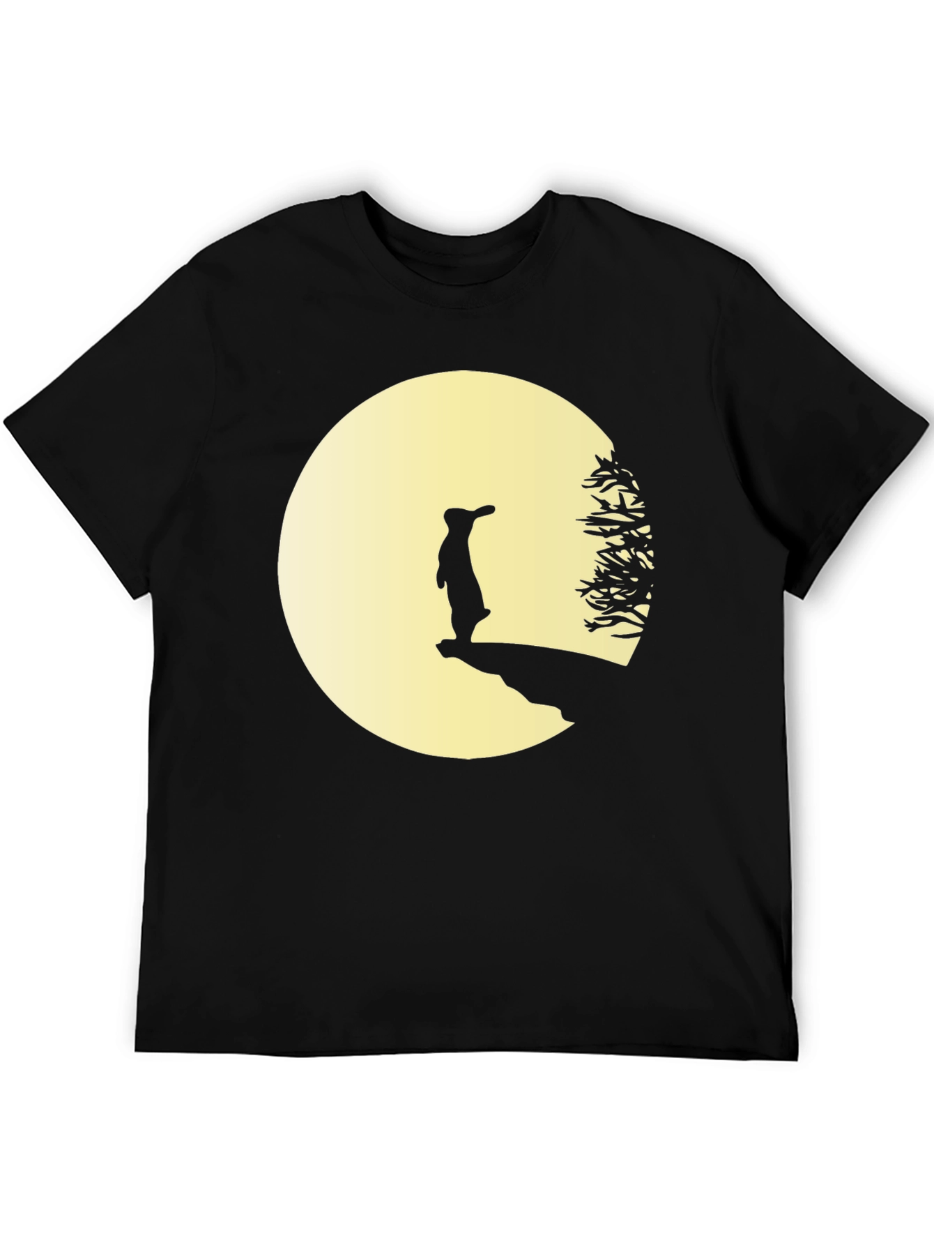 Black Silhouette Rabbit on Moon T-Shirt view 5