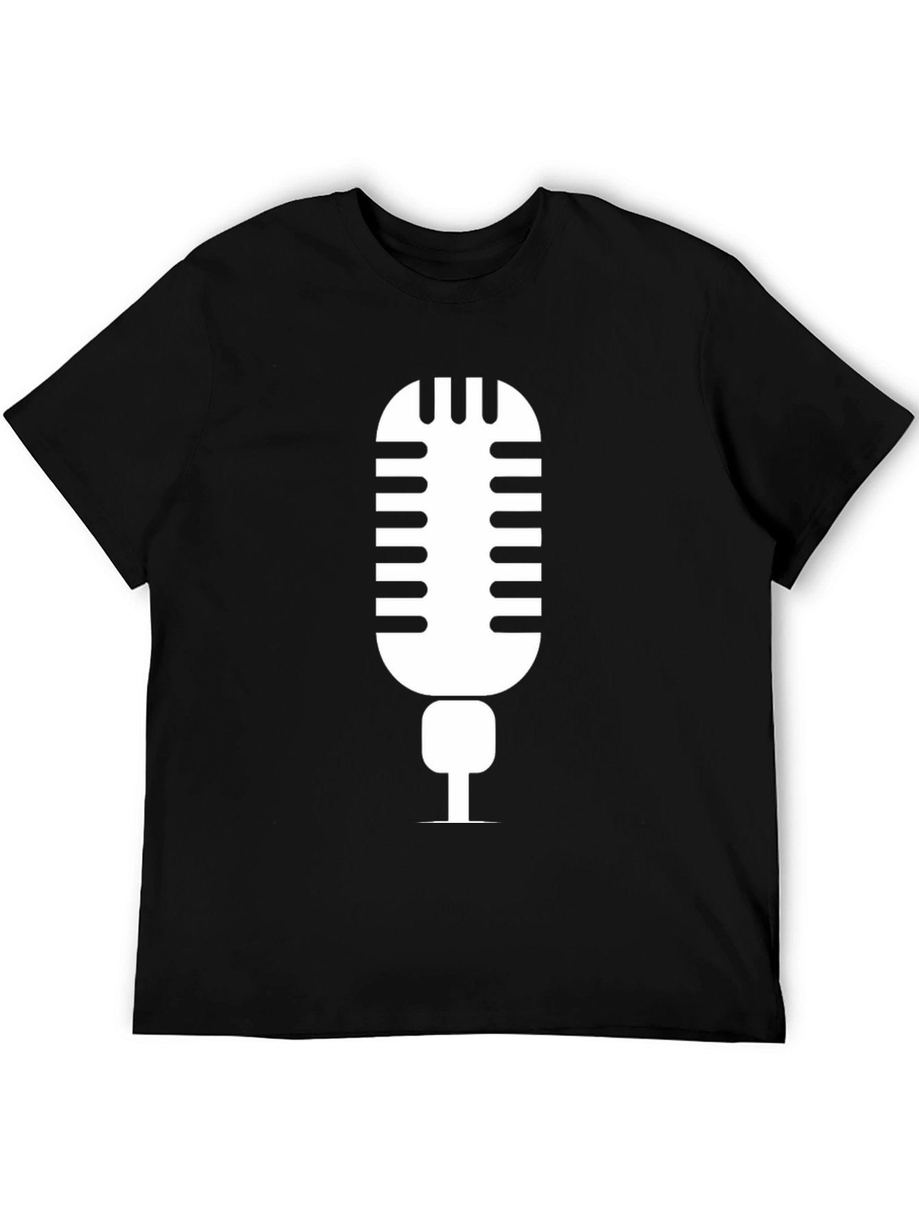Black Retro Microphone Graphic Tee - Black Unisex T-Shirt view 5