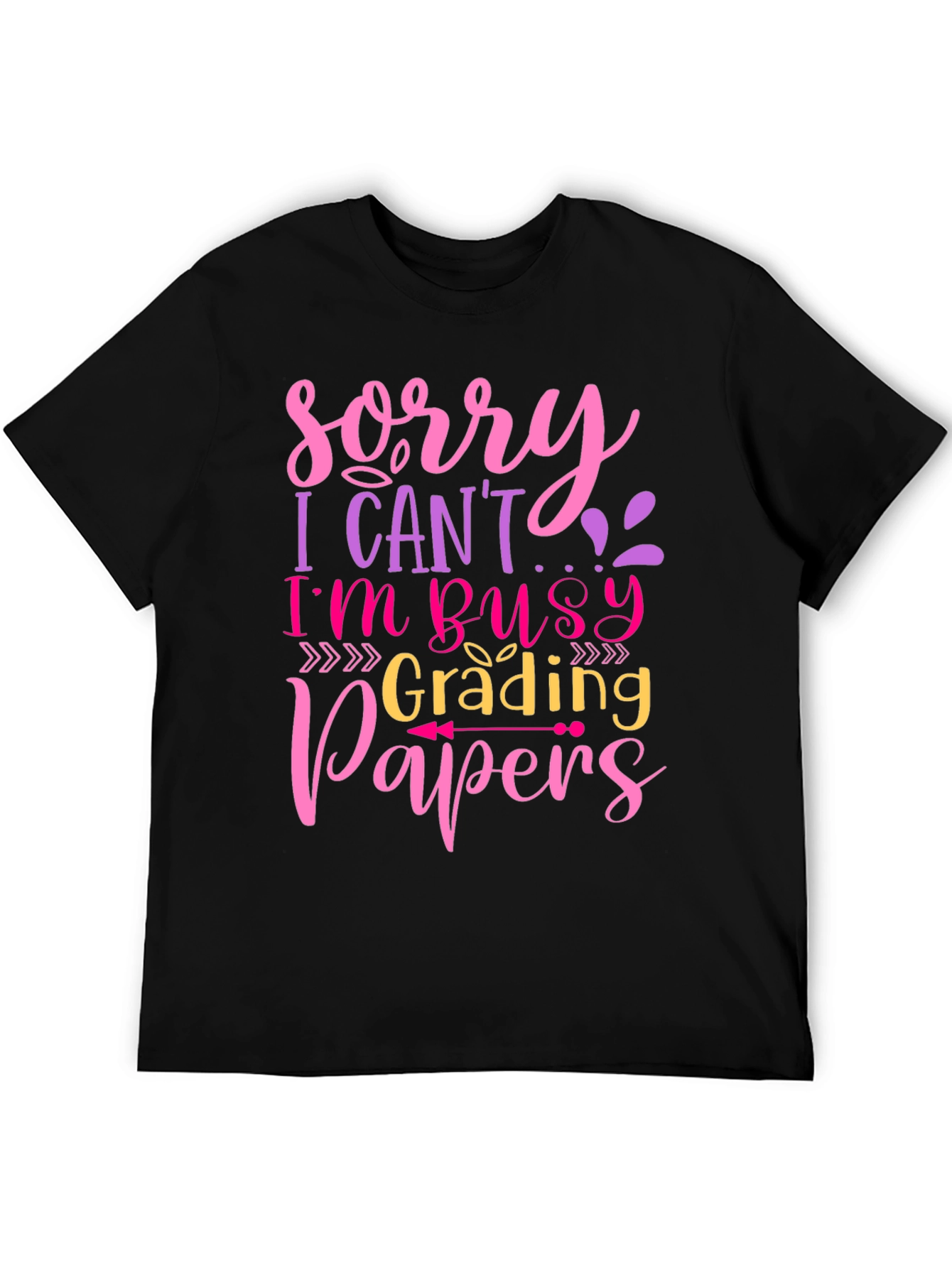 Black Busy Grading Papers T-Shirt: Teacher Life Apparel view 5