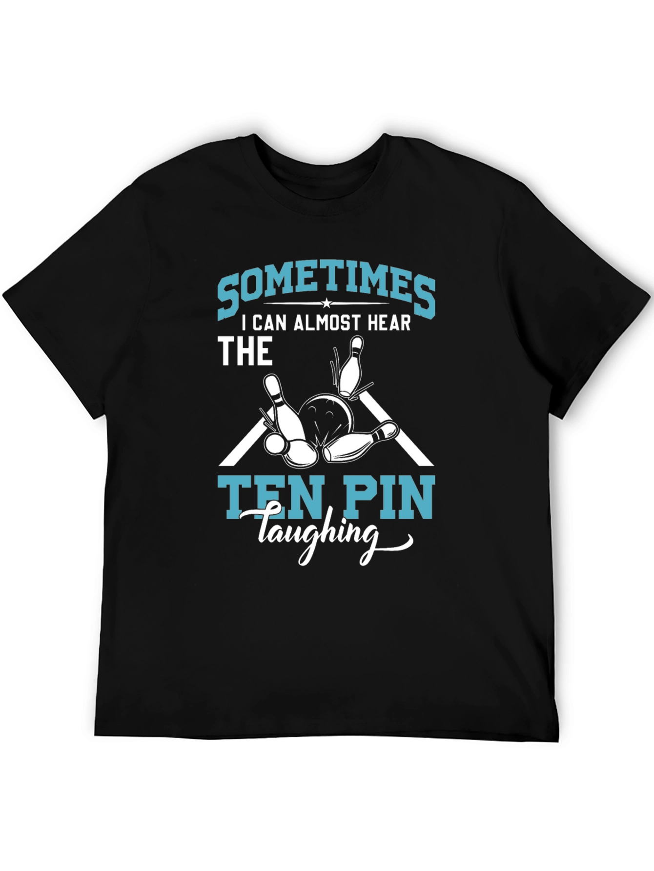 Black Funny Bowling T-Shirt - Ten Pin Laughing view 5