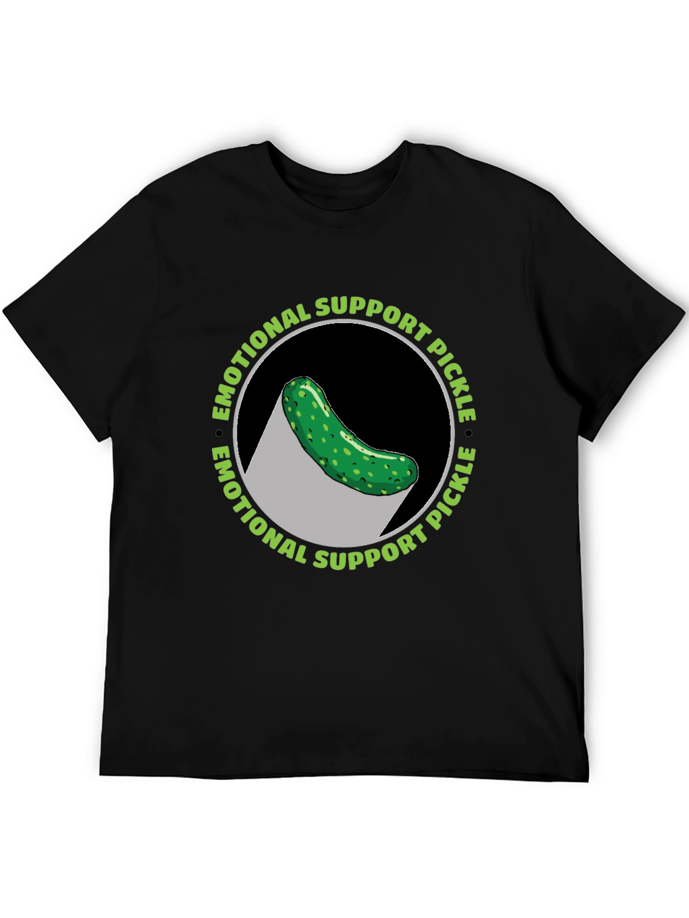 Black Emotional Support Pickle T-Shirt - Funny Graphic Tee view 5