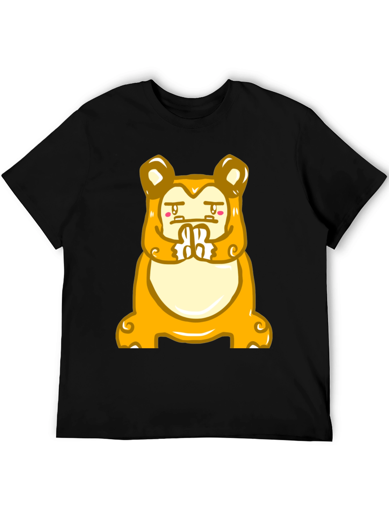 Black Funny Meditating Cartoon Character T-Shirt view 5