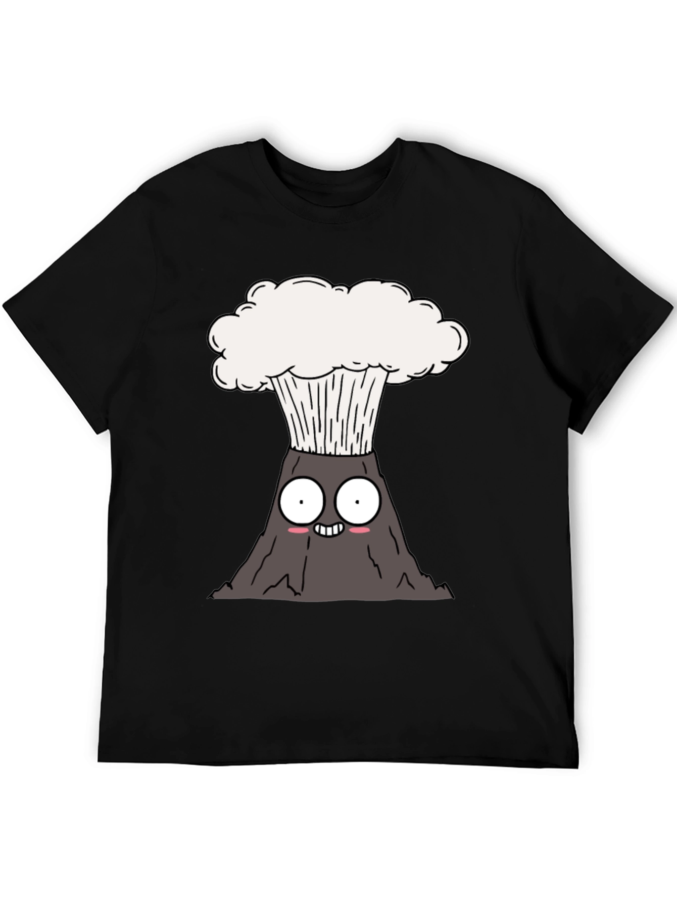 Black Cartoon Volcano T-Shirt - Erupting Style view 5