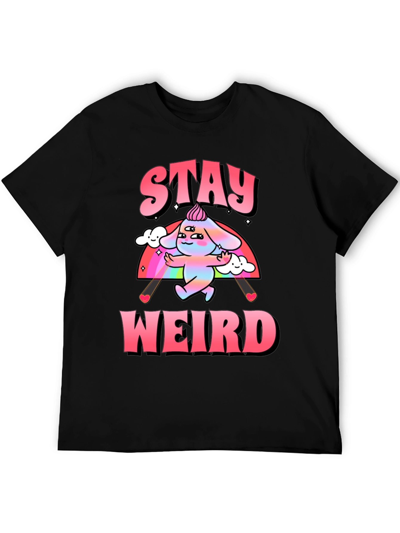 Black Stay Weird Graphic Tee - Black Cotton Blend Shirt view 5