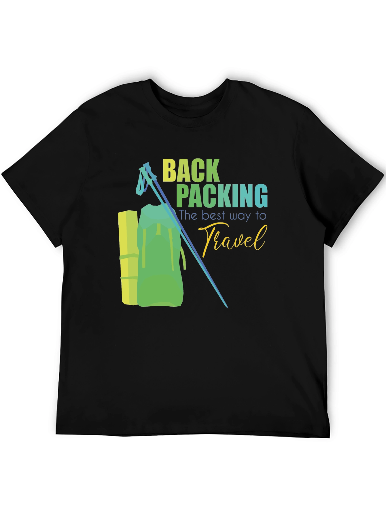 Black Backpacking Travel Graphic Tee - Outdoor Adventure Shirt view 5