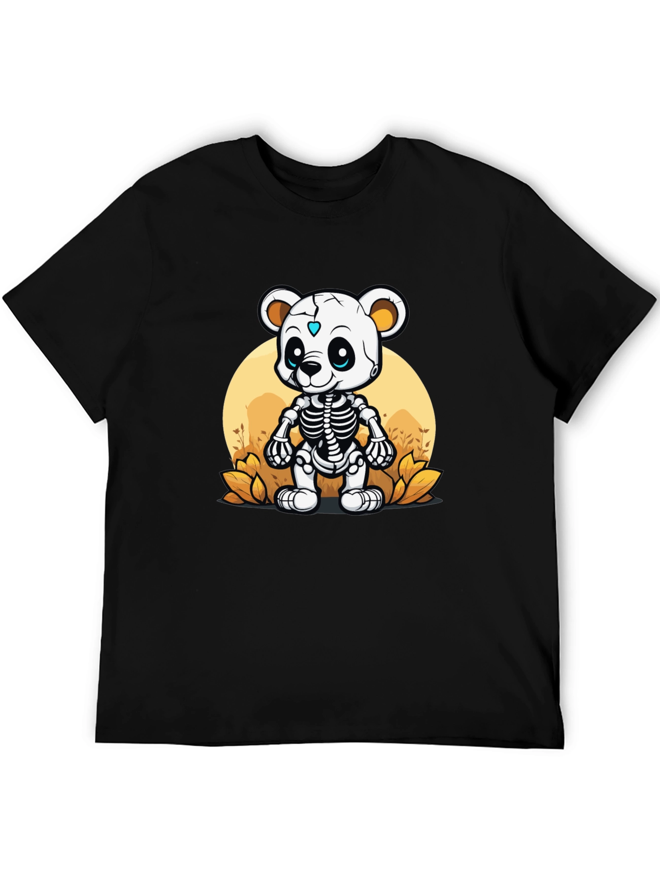 Black Skeleton Bear Graphic T-Shirt - Unique Halloween Style view 5