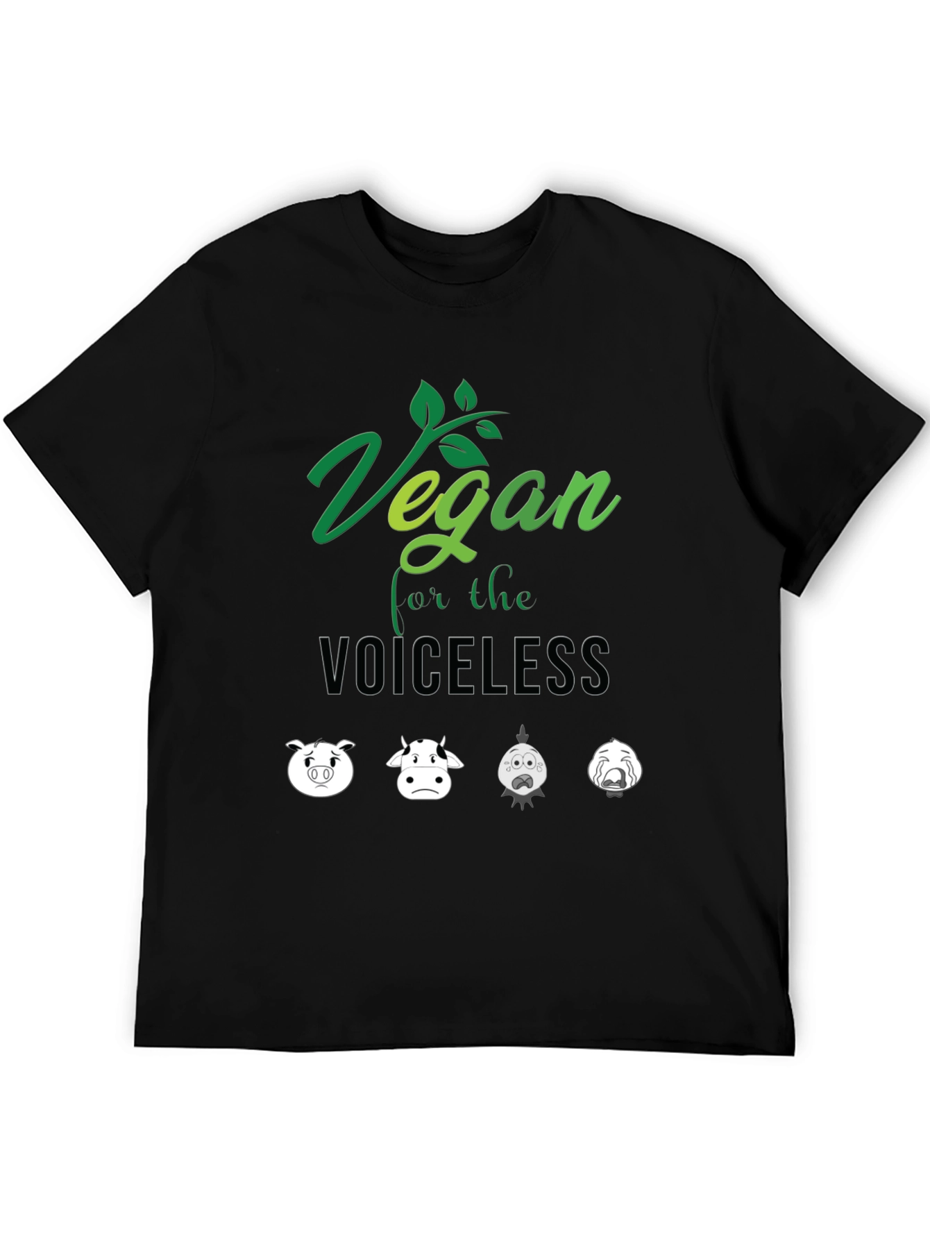 Black Vegan For the Voiceless T-Shirt - Animal Rights Tee view 5
