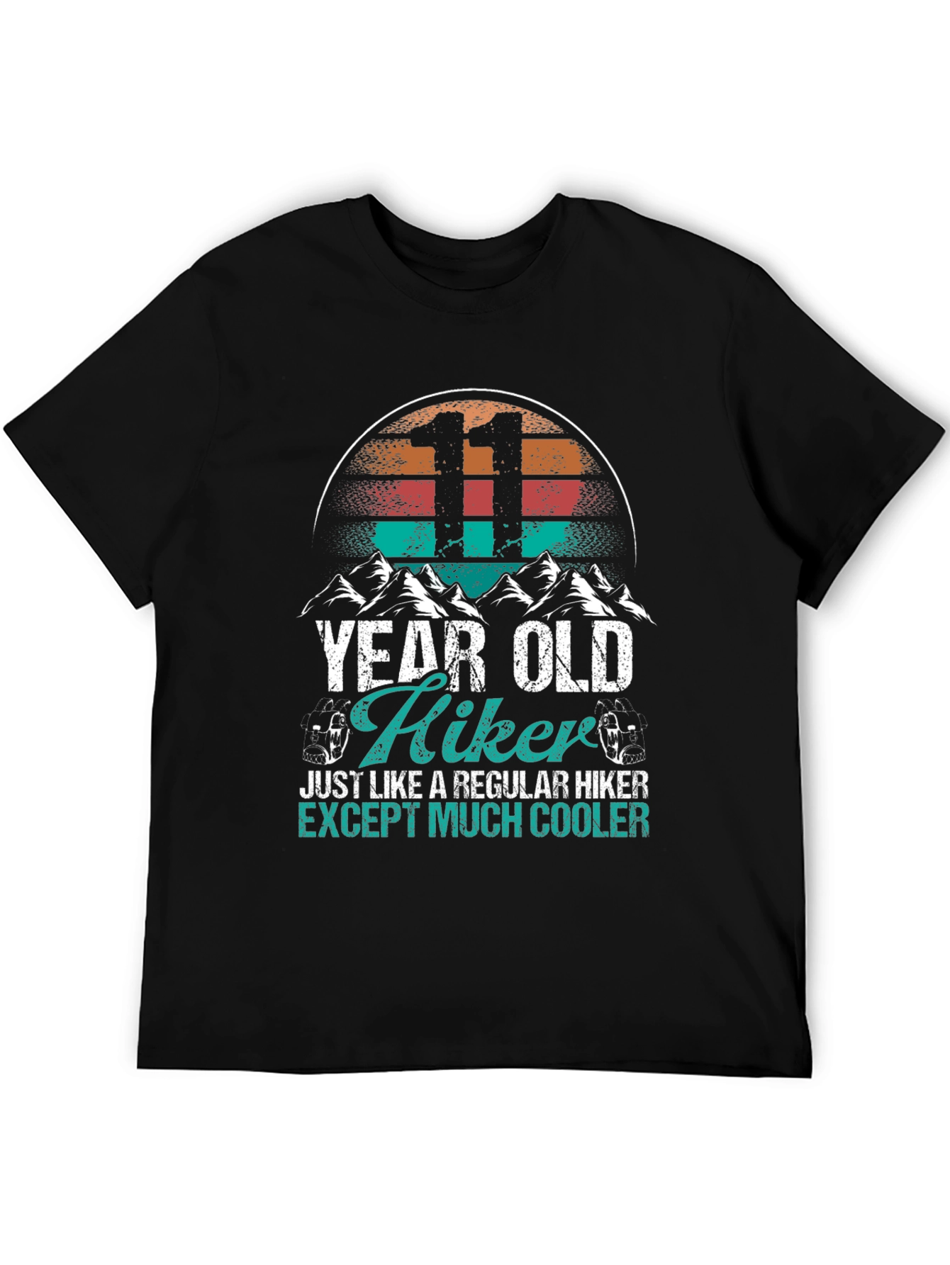 Black 11 Year Old Hiker T-Shirt - Cool Hiking Tee view 5