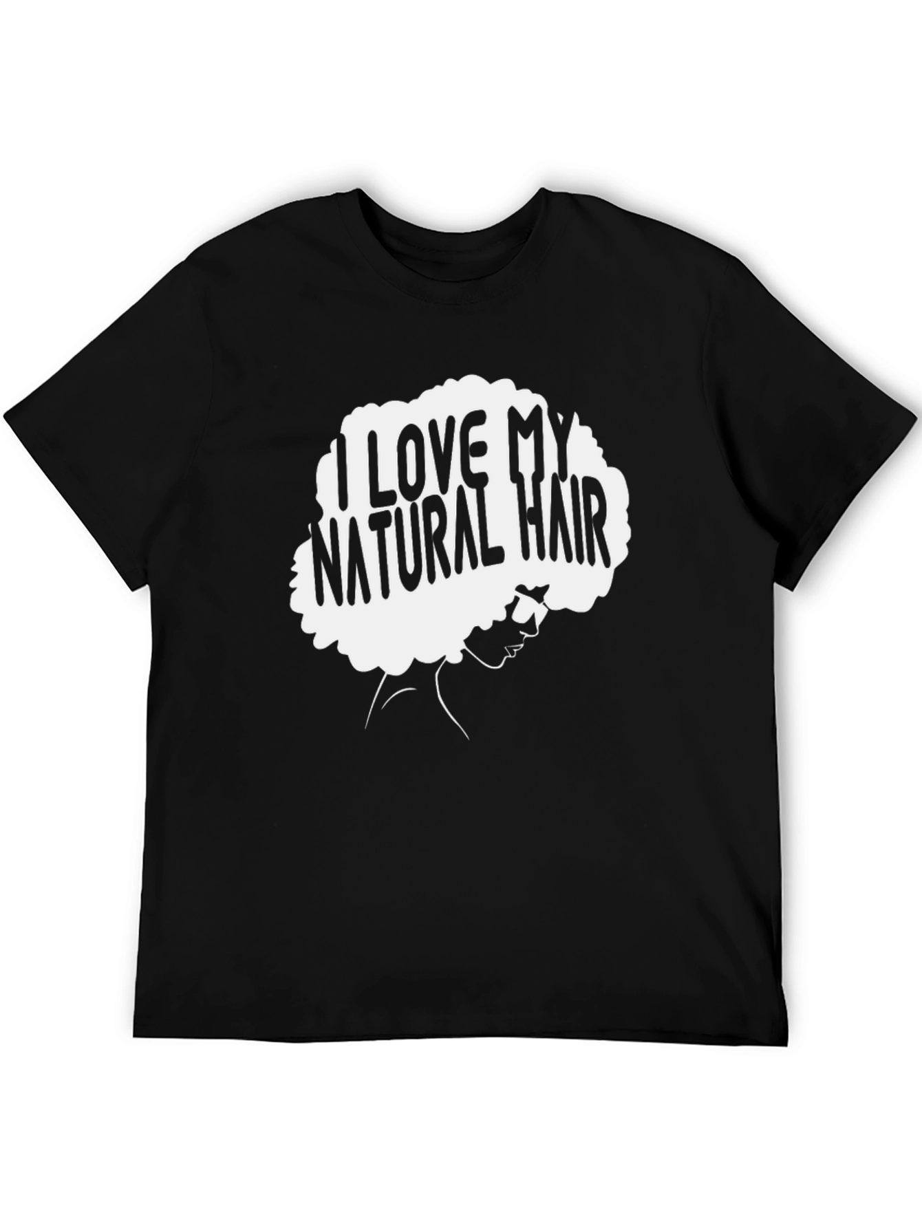 Black I Love My Natural Hair Graphic Tee - Black Cotton T-Shirt view 5