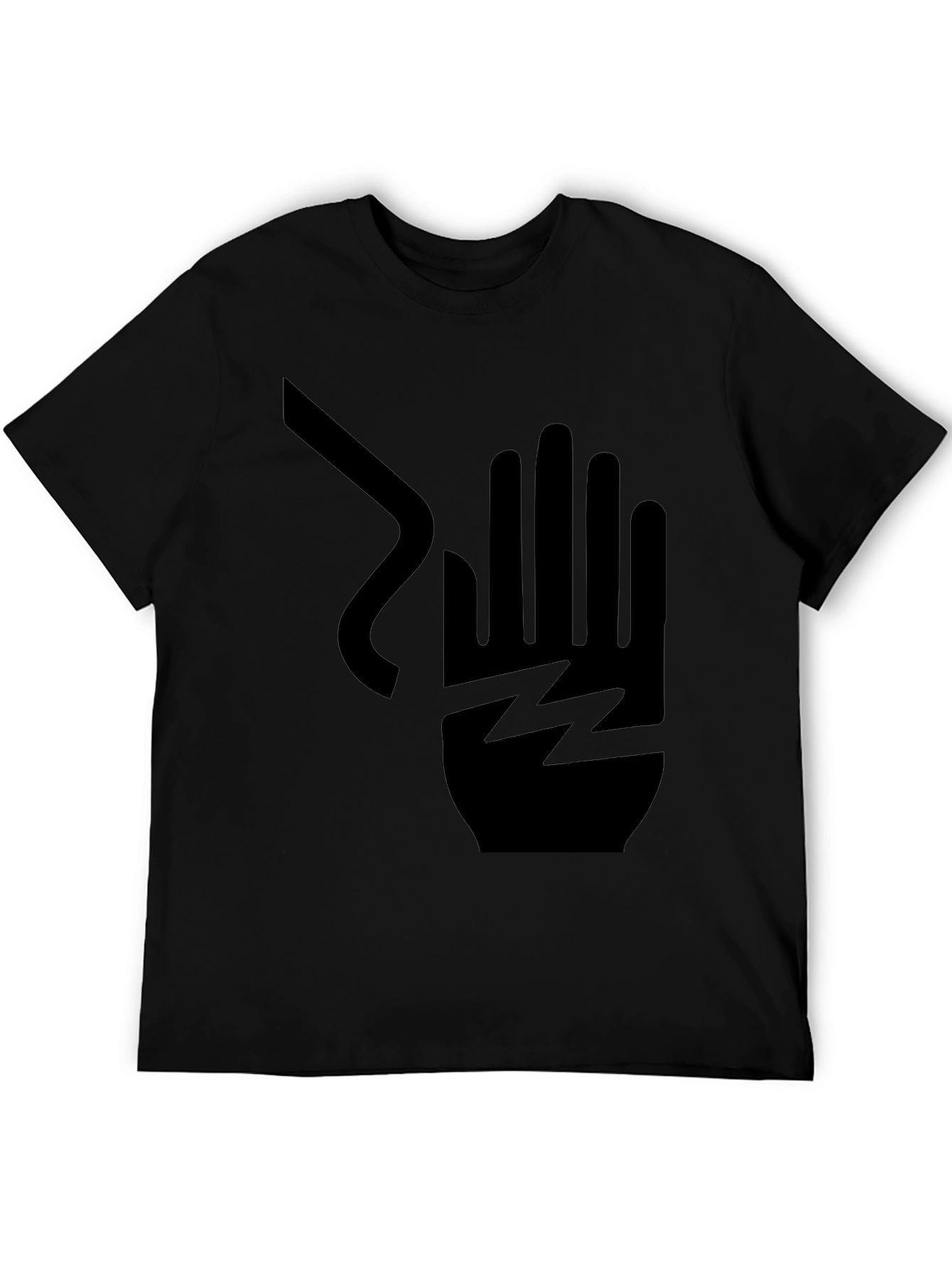 Black Electric Shock Hand Graphic Print T-Shirt view 5